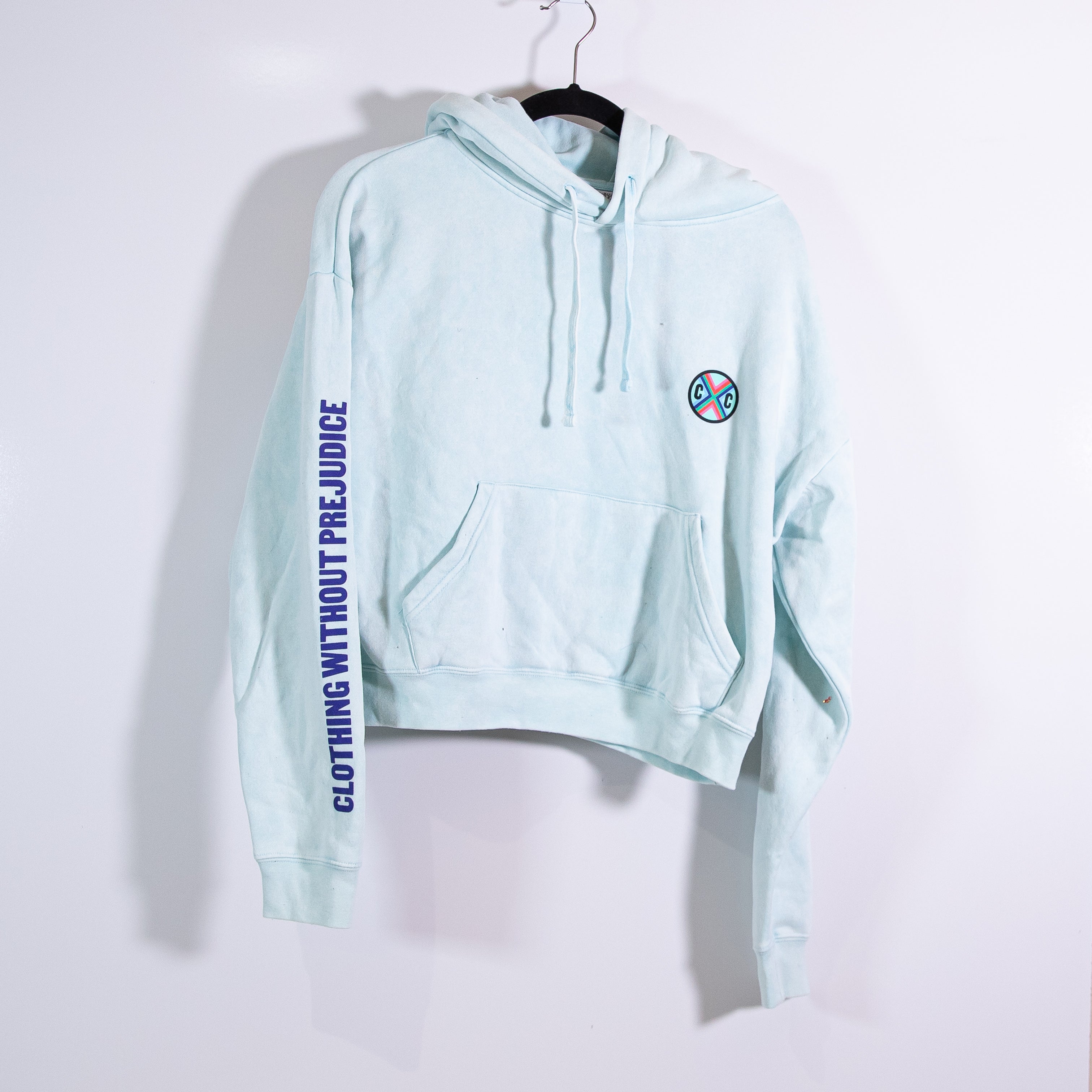 Cross Colours Women's Cotton Fleece Lined Graphic Pullover Hoodie Sweater Blue M