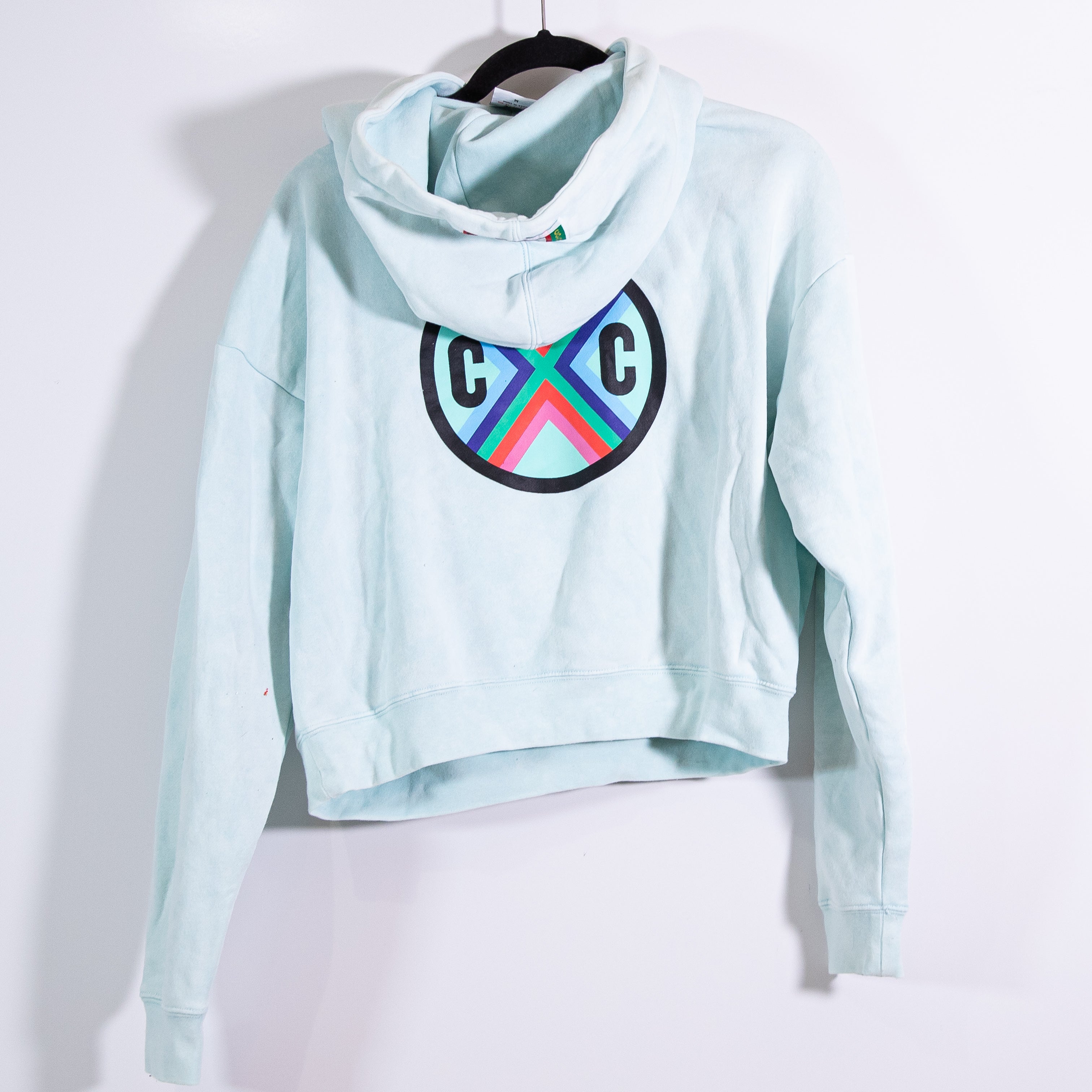 Cross Colours Women's Cotton Fleece Lined Graphic Pullover Hoodie Sweater Blue M