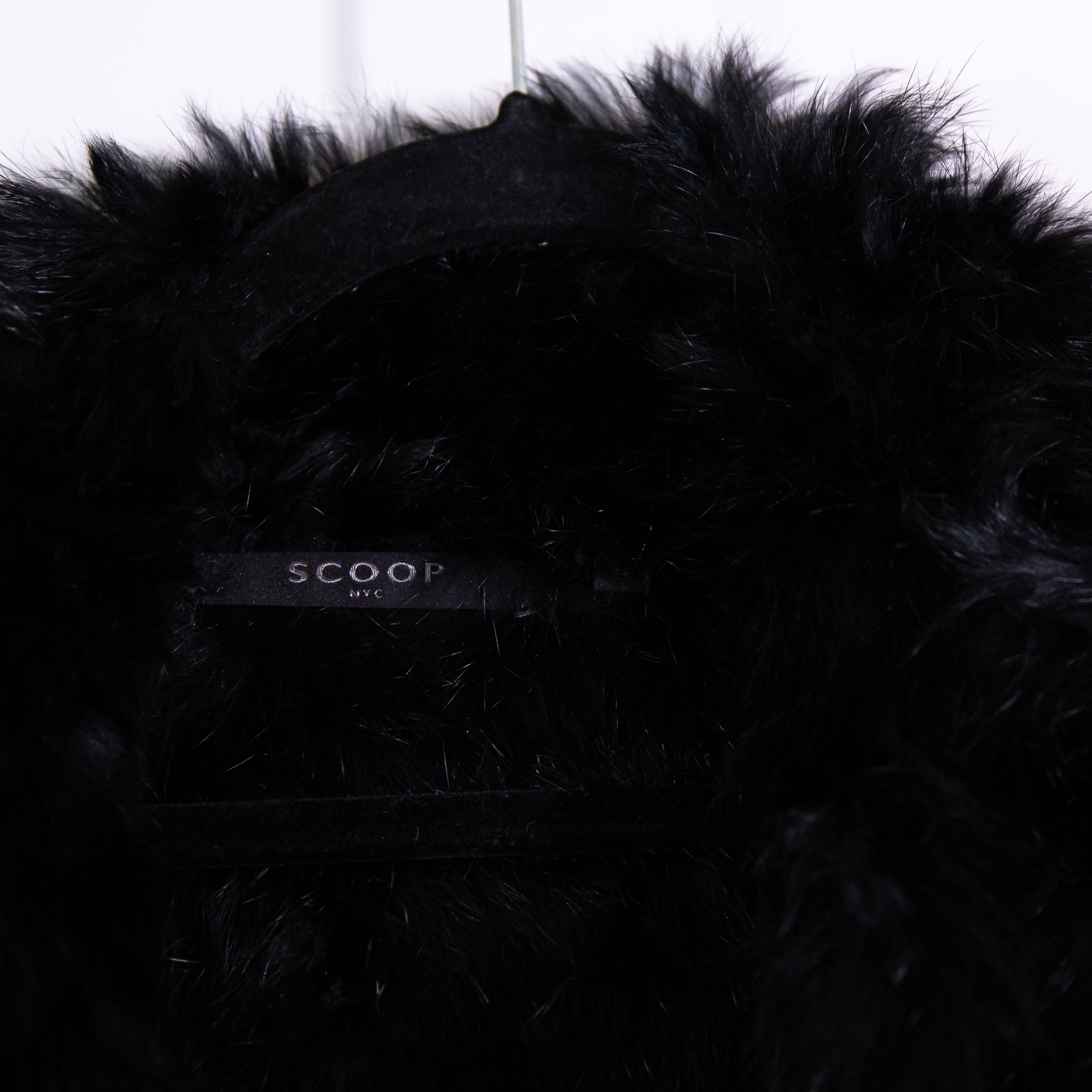 Scoop NYC Genuine Rabbit Fur Ultra Soft Open Front Jacket Black Small