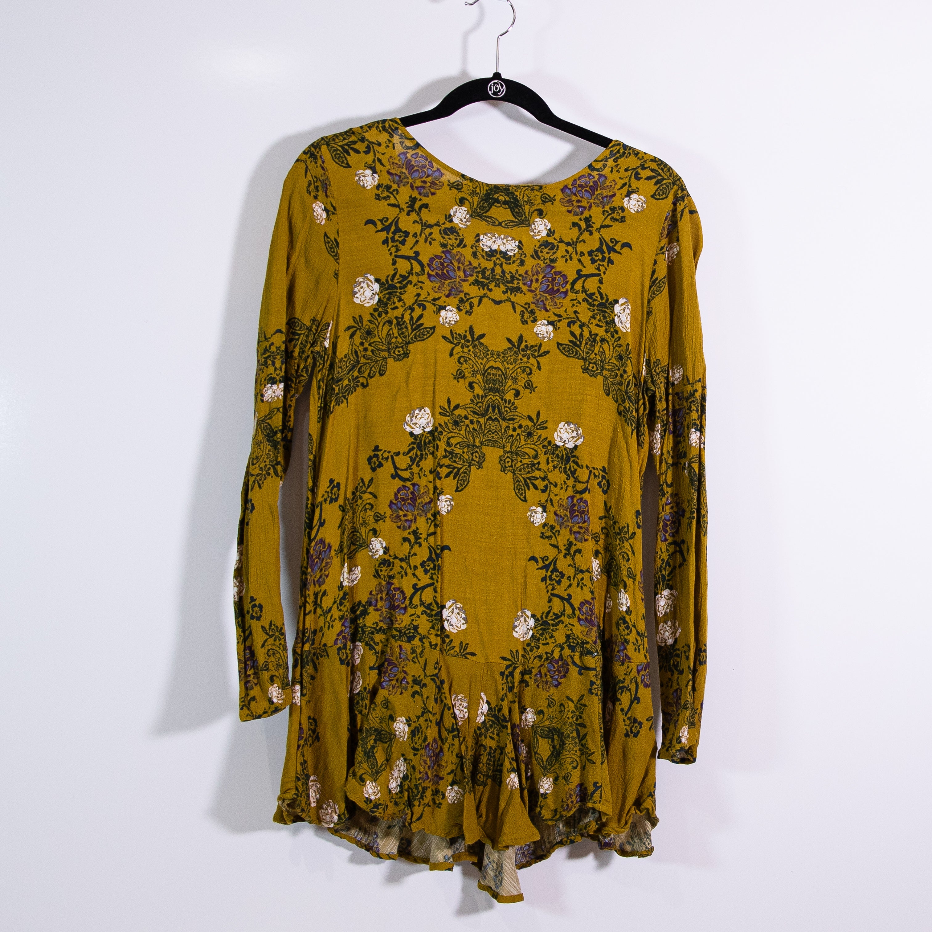 Free People Smooth Talker Floral Flower Print Pattern Mini Tunic Dress Green S