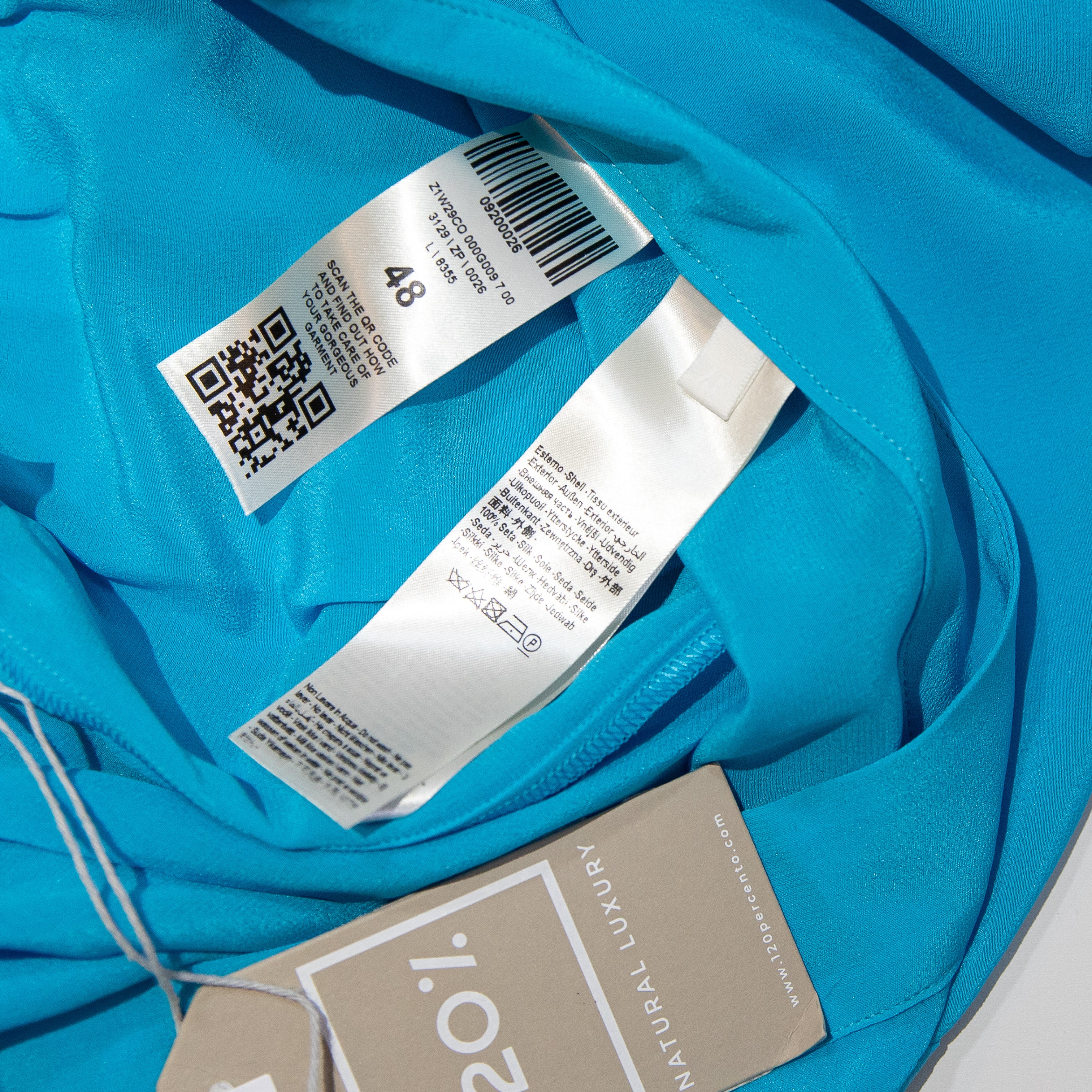 NEW 120% Lino Silk Chiffon Mid Rise Straight Leg Trouser Pants Blue XL