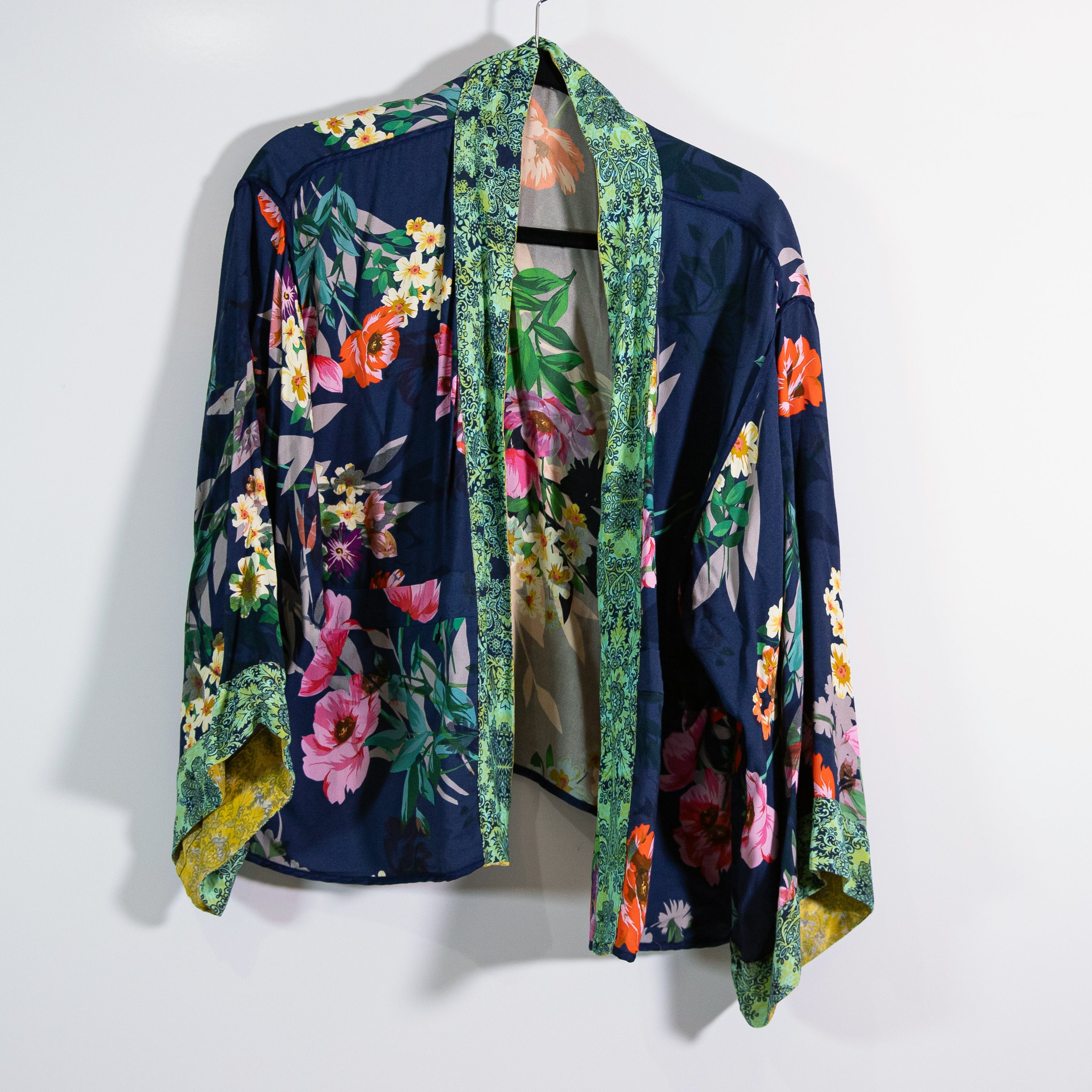 Johnny Was Rebecca Reversible Print Kimono Open Front Cardigan Sweater Small