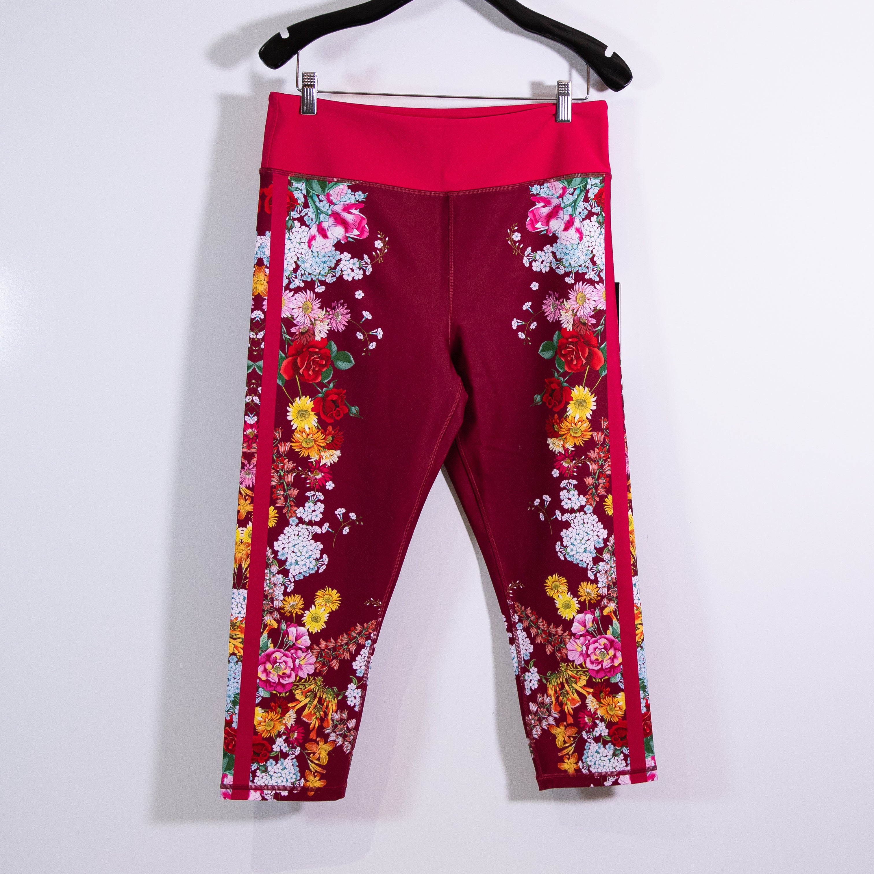 NEW Johnny Was Golden Rose Printed High Waist Cropped Active Leggings Pants XL
