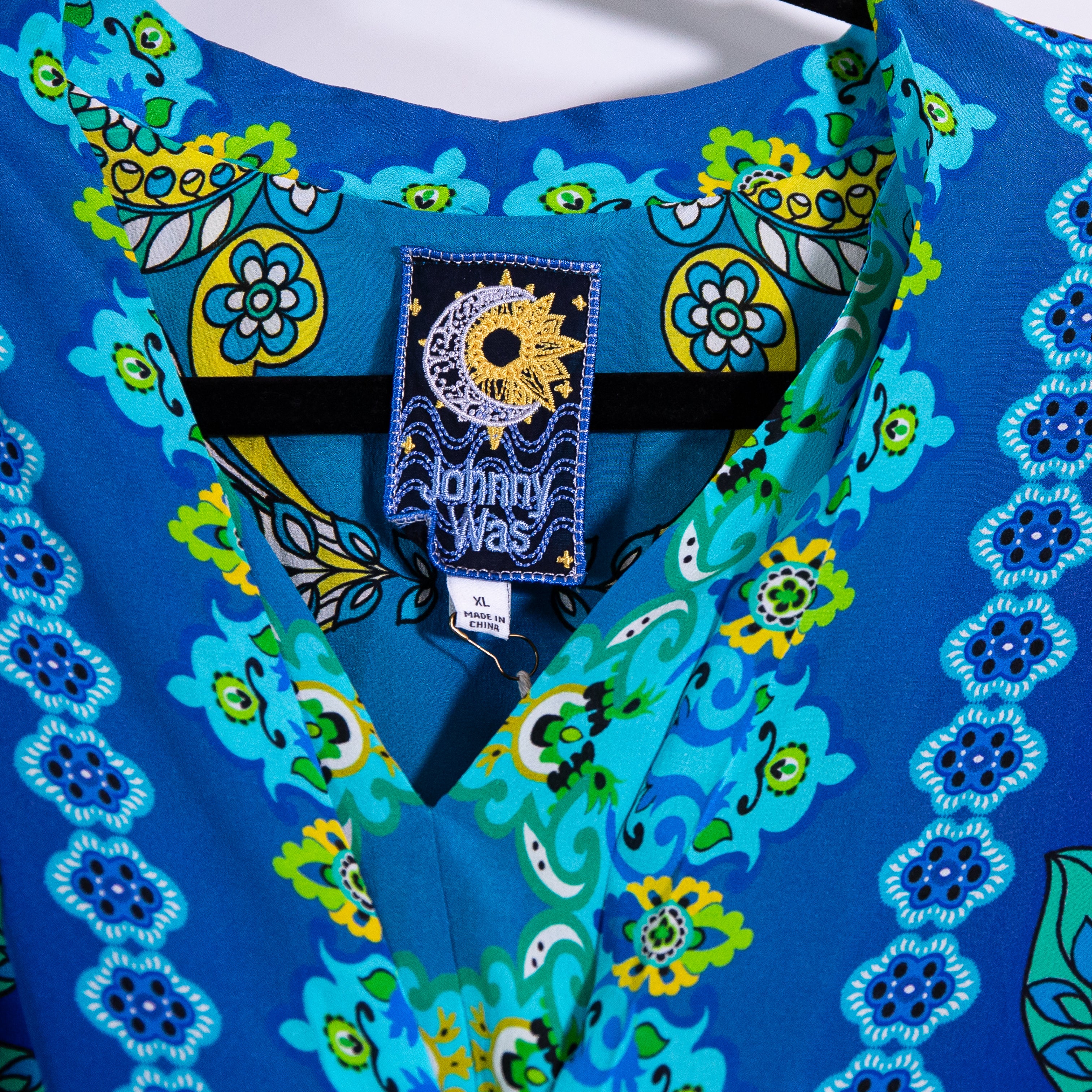 NEW Johnny Was Kahinu Silk Chiffon Diomedes Print Maxi Pullover Kaftan Dress XL