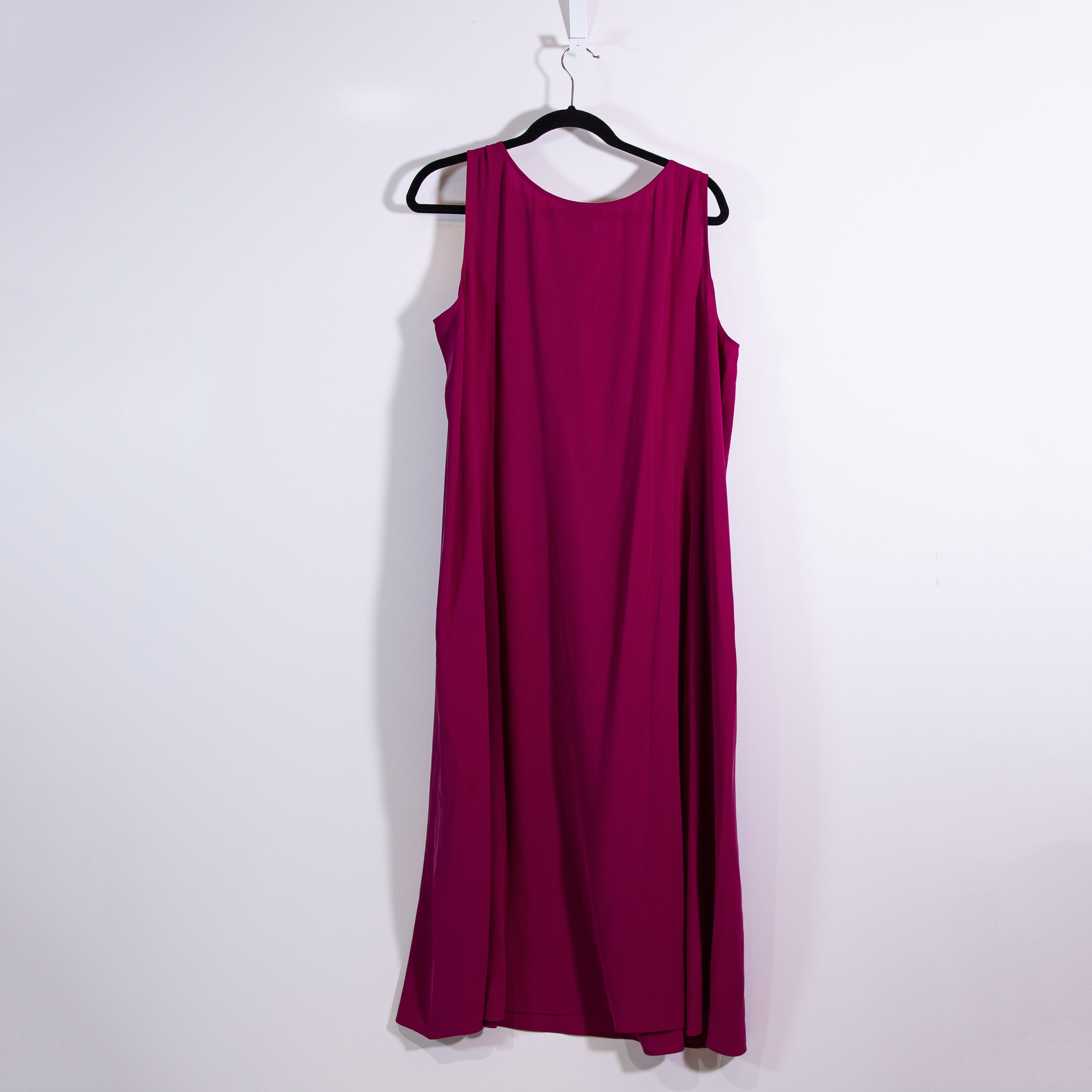 NEW Eileen Fisher Silk Georgette Crepe Scoop Neck Full Length Dress Rhapsody L