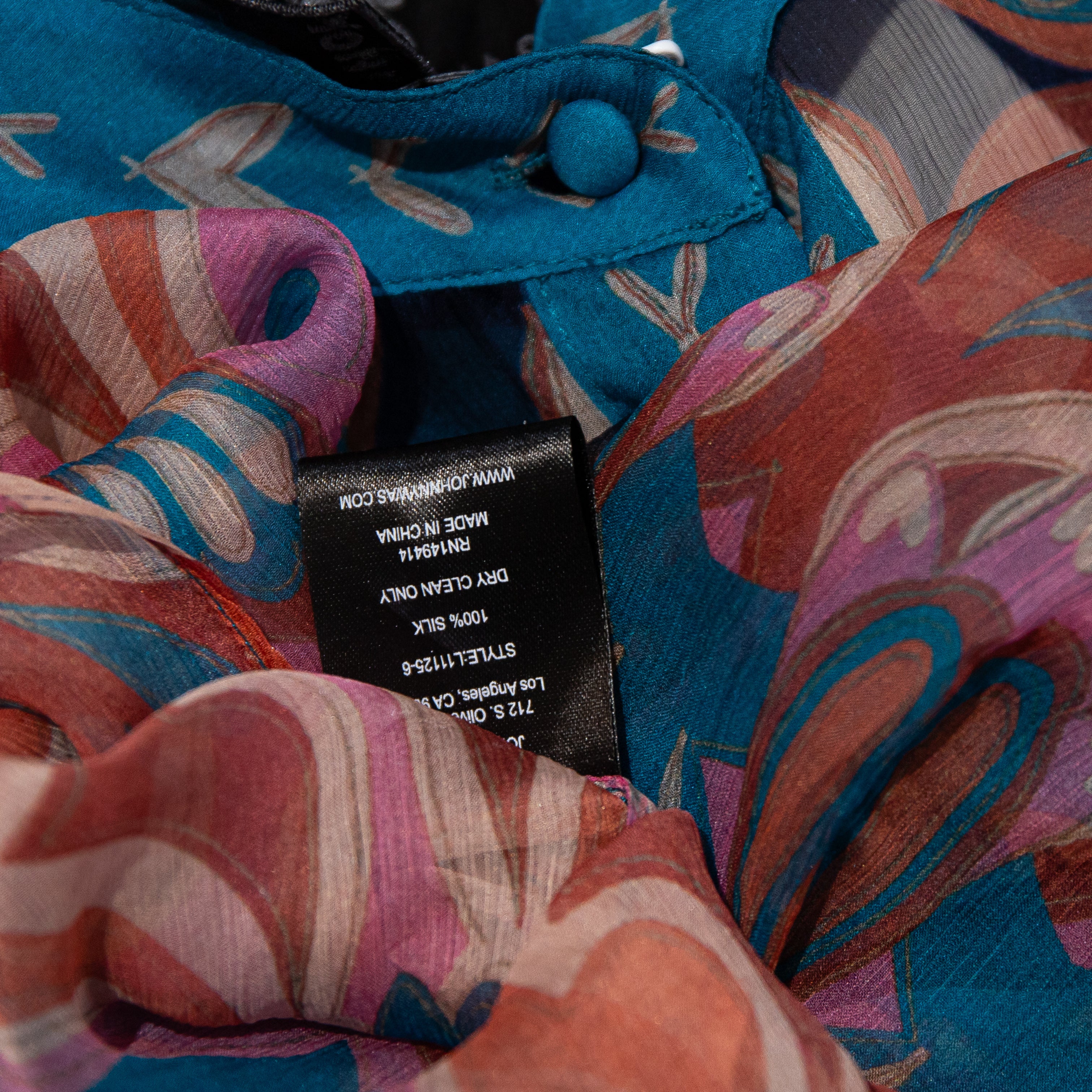 NEW Johnny Was Jade Katia Oversized Silk Chiffon Ryland Print Blouse Shirt Top