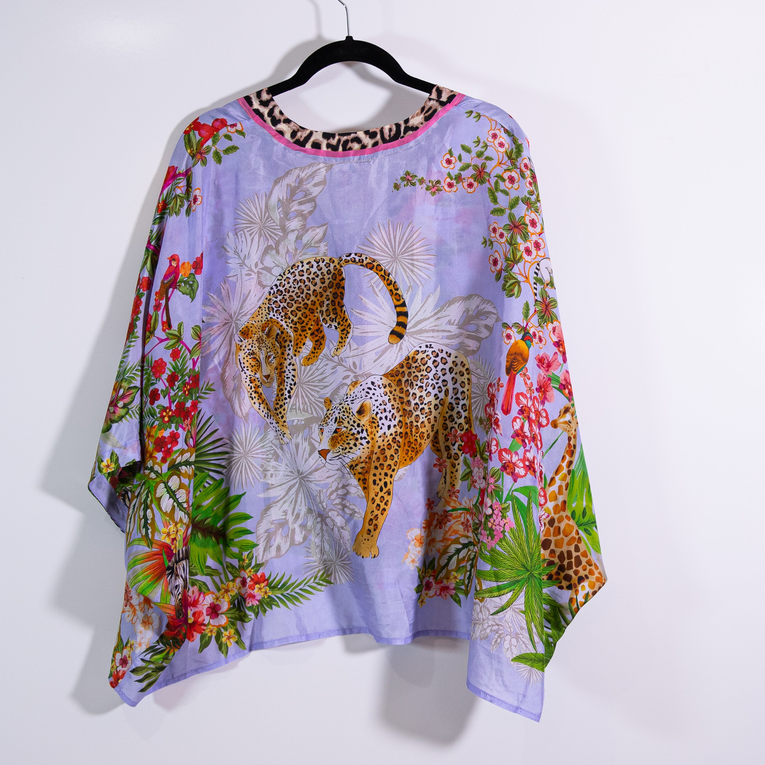 NEW Johnny Was Akoni Silk Chiffon Shirt Blouse Top Bellina Jungle Print L/XL