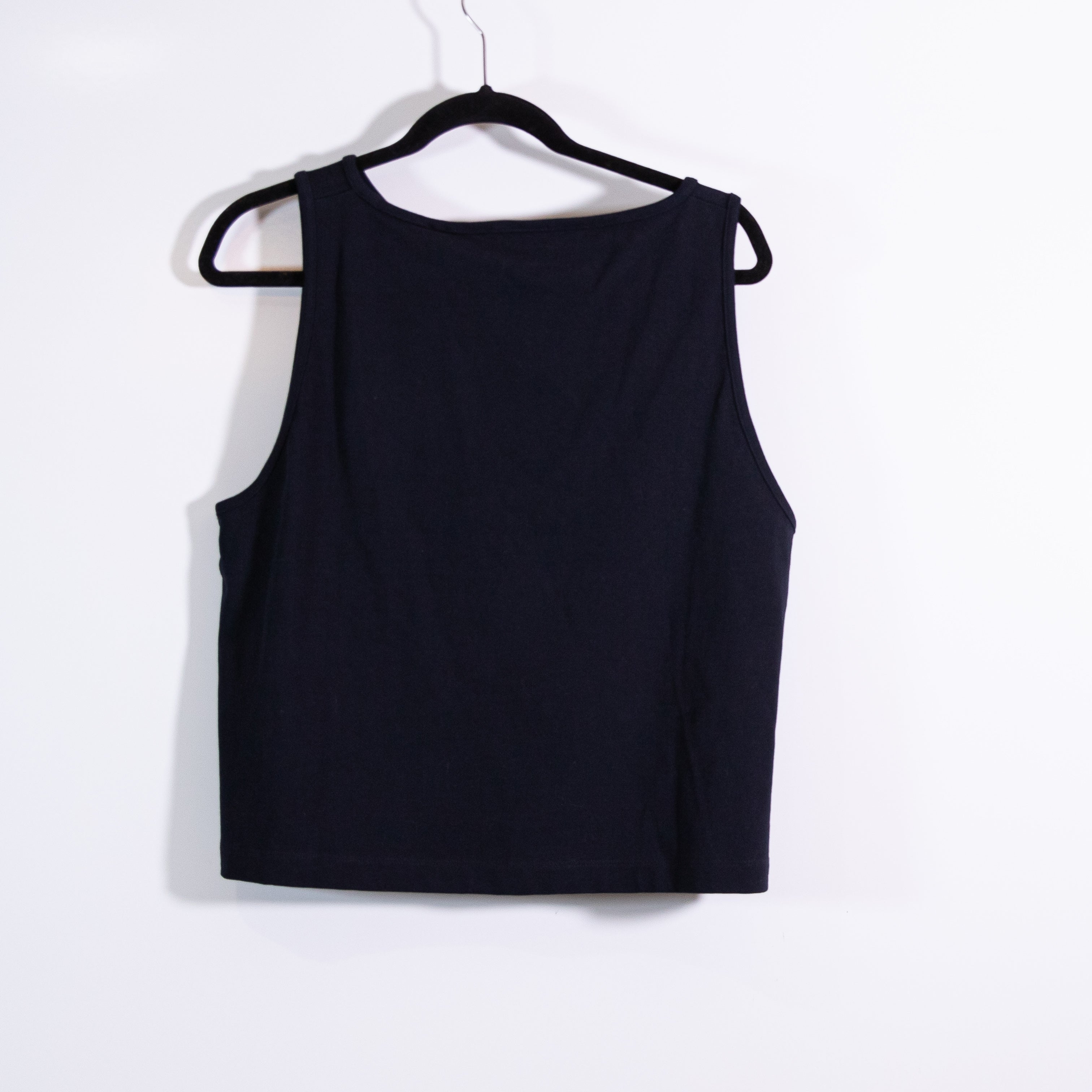 NEW Vince Women's Scoop Neck Sleeveless Cropped Swing Tank Top Solid Black XL