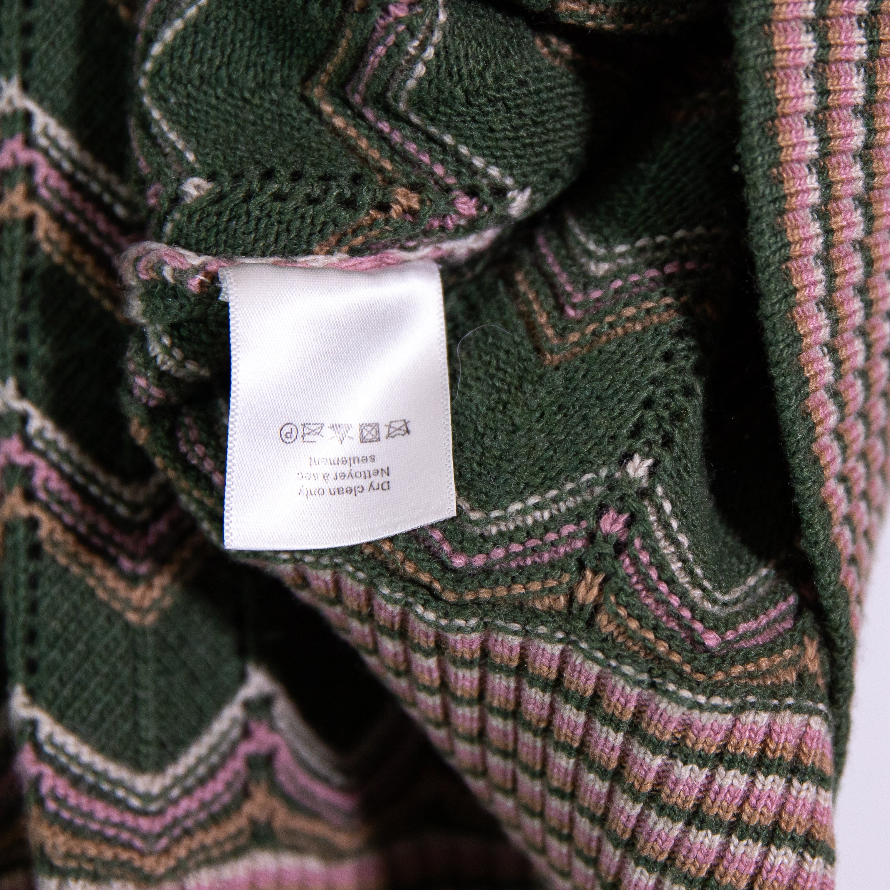 Veronica Beard Davignon Wool Cashmere Blend Army Chevron Woven Knit Sweater XL