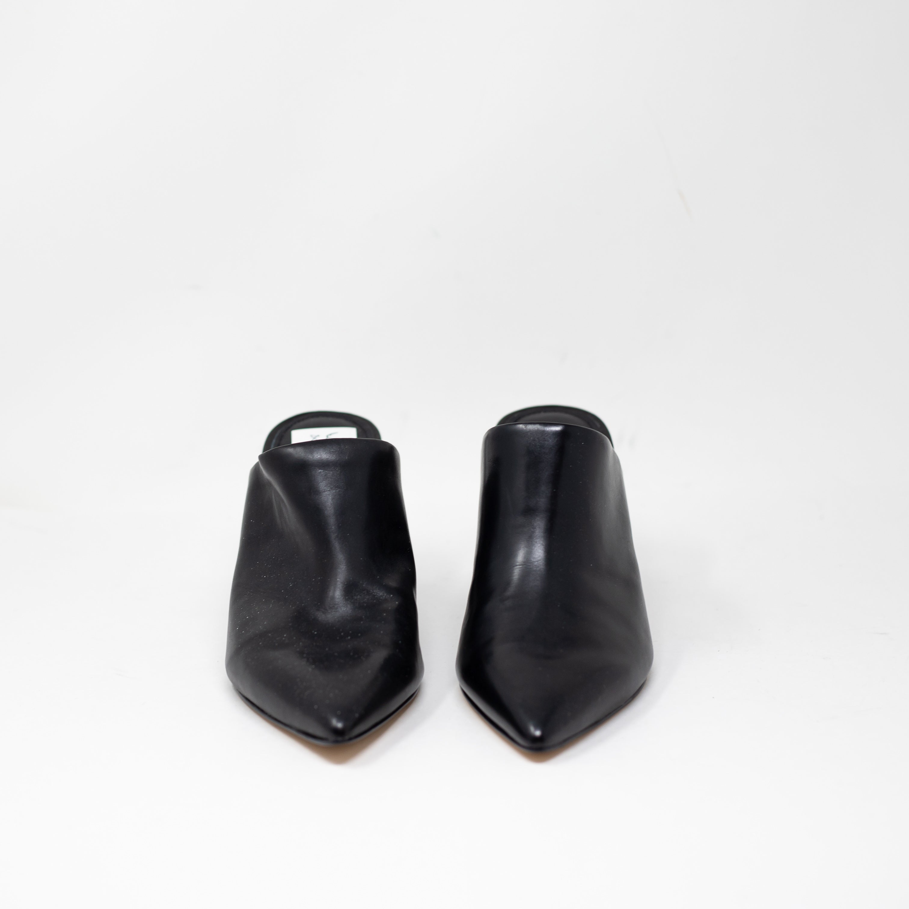 NEW Marc Fisher Zion Genuine Leather Slip On Backless Pumps Heels Shoes Black