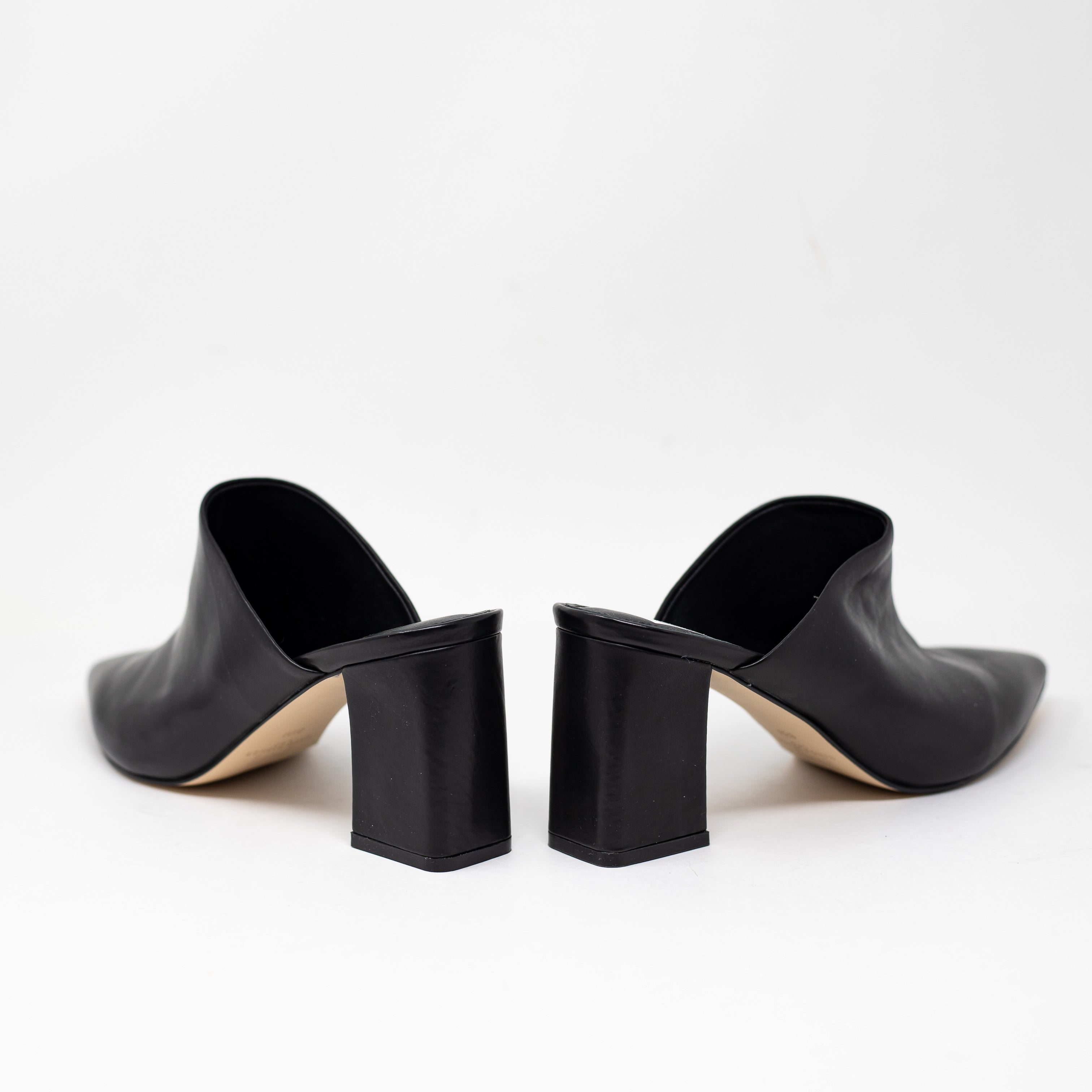 NEW Marc Fisher Zion Genuine Leather Slip On Backless Pumps Heels Shoes Black