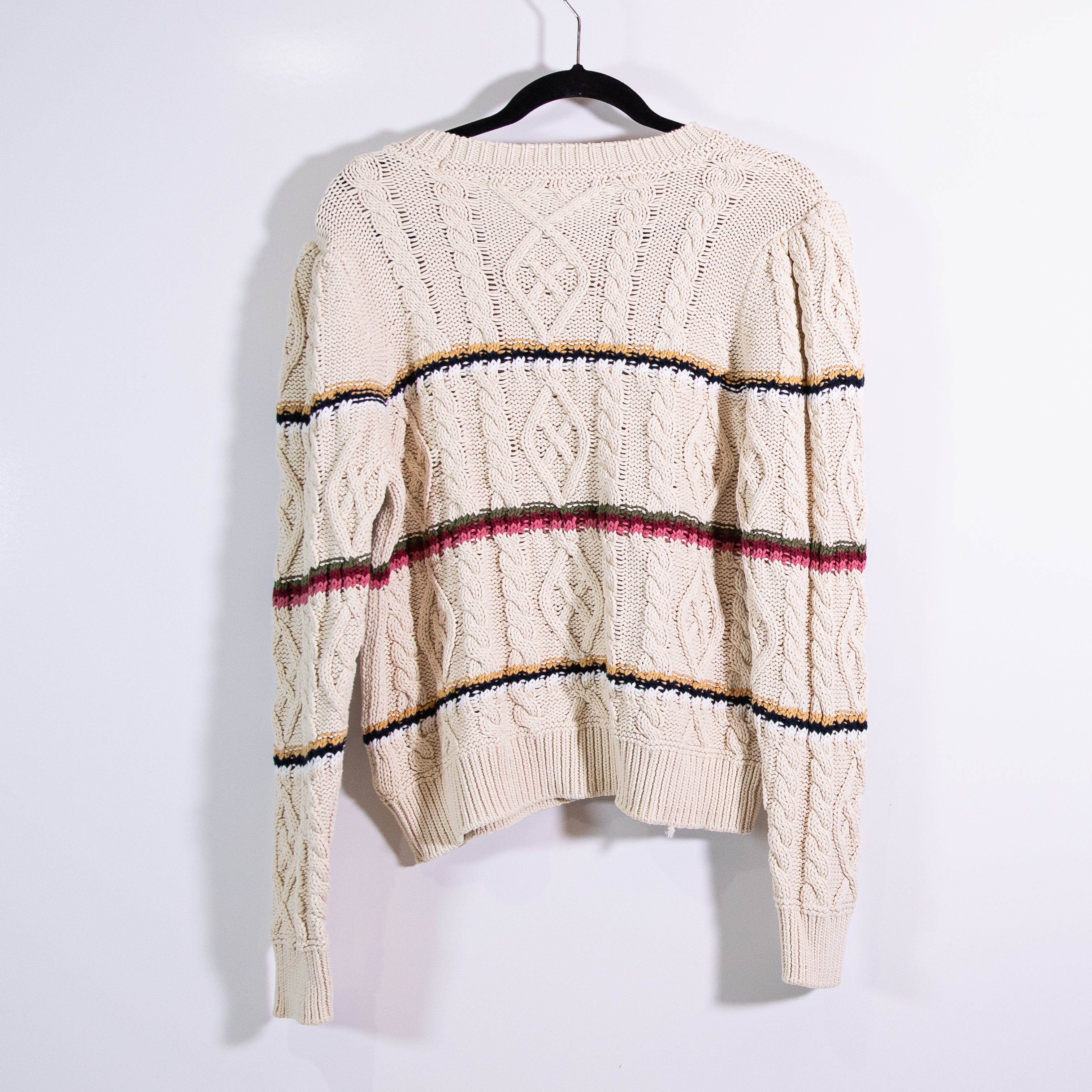 Veronica Beard Bruna Cotton Blend Knit Stretch Crew Neck Pullover Sweater Multi