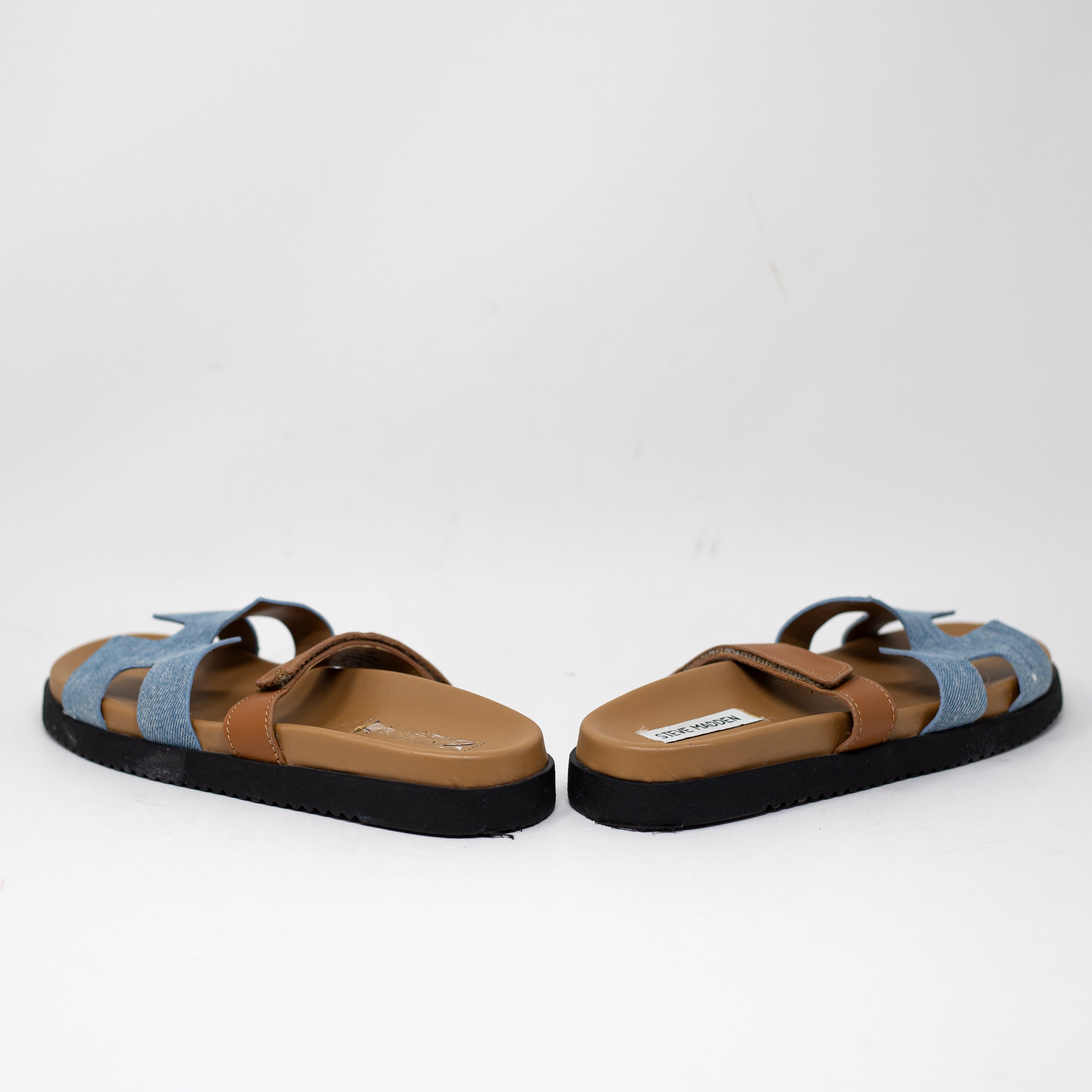 NEW Steve Madden Mayven Leather Slip On Flats Open Toe Sandals Shoes 8.5