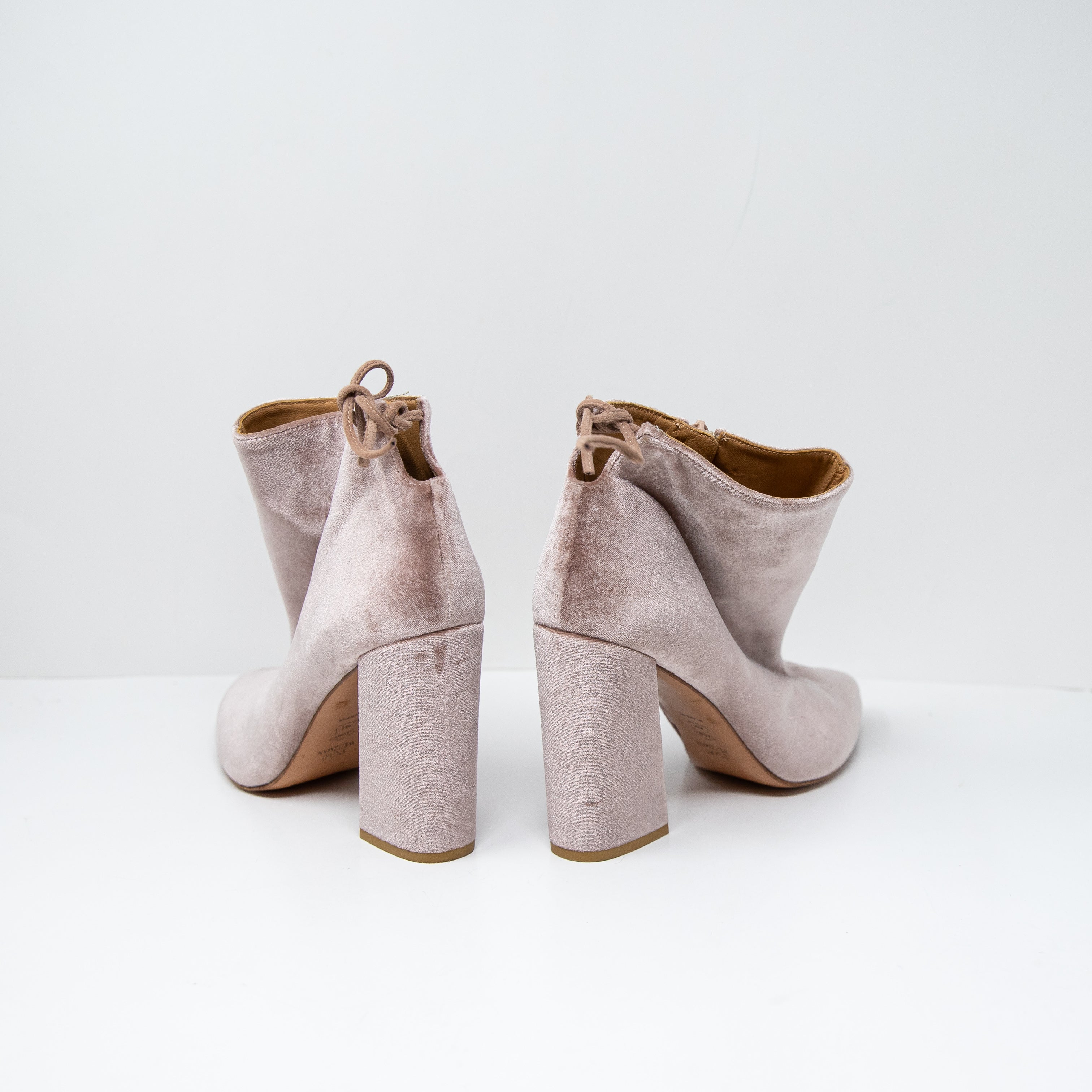 Stuart Weitzman Pane Velvet Velour Ankle High Heel Booties Shoes Pink 10.5