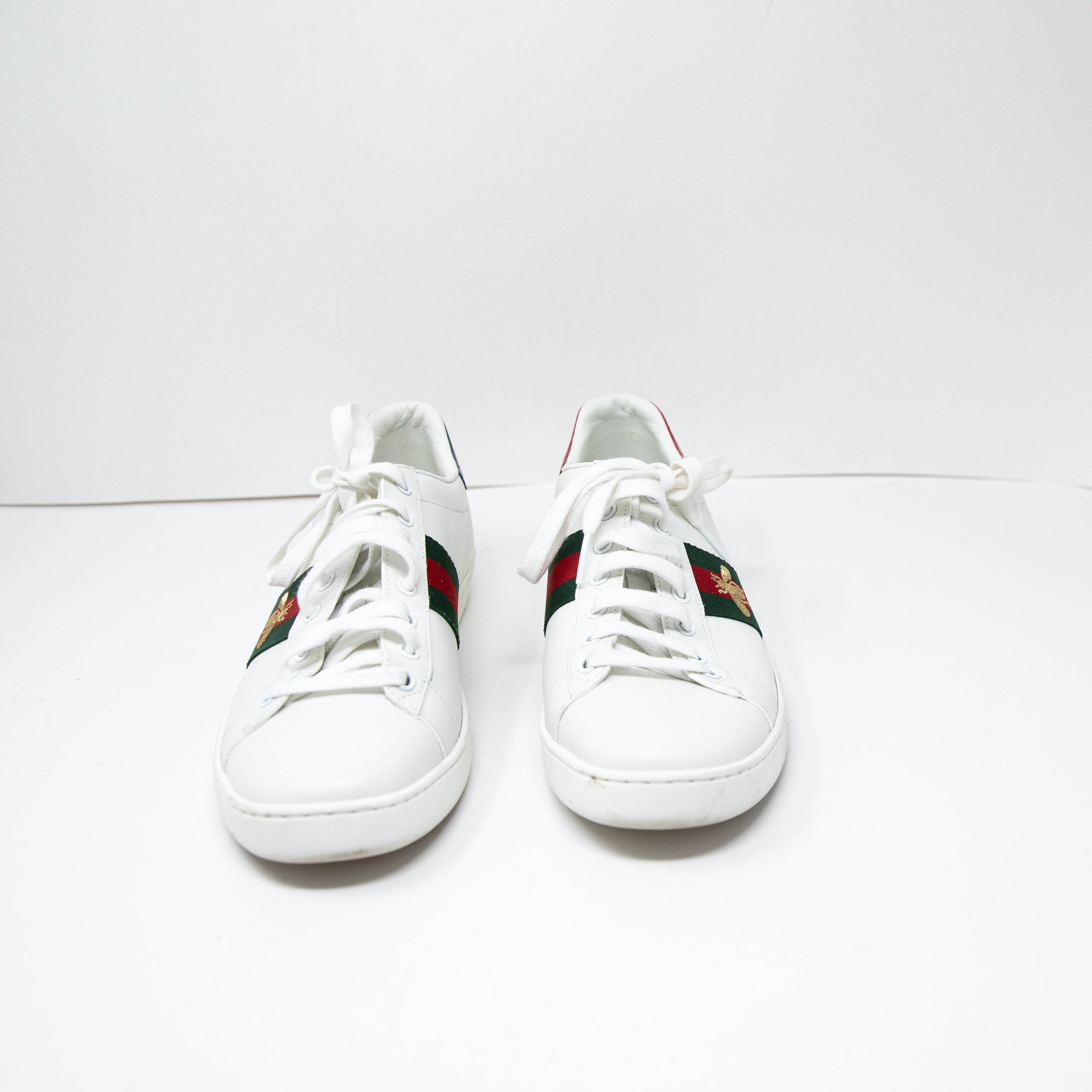Gucci Women's Ace Genuine Leather Low Top Bee Embroidered Trainers Sneakers 10