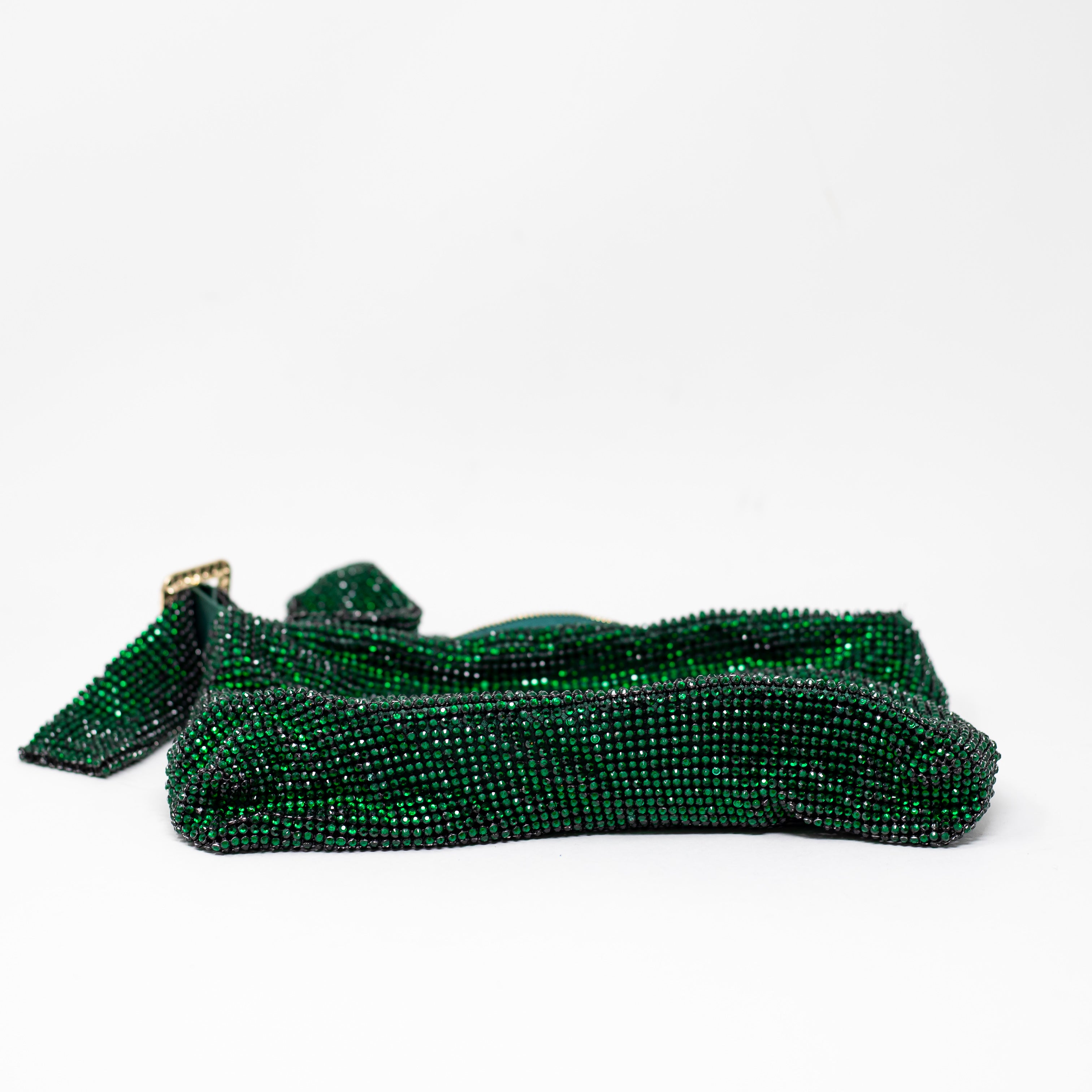 INC Crystal Jewel Rhinestone Embellished Shoulder Purse Emerald Green