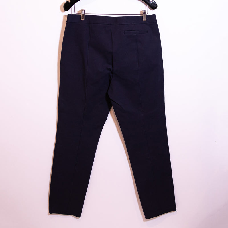 Tory Burch Cotton Mid Rise Straight Leg Ankle Crop Casual Trouser Pants Blue 10