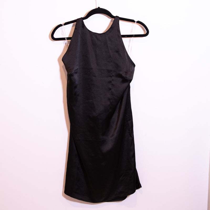 NEW Glamorous Urban Outfitters Satin High Neck Crystal Jewel Tie Neck Dress L