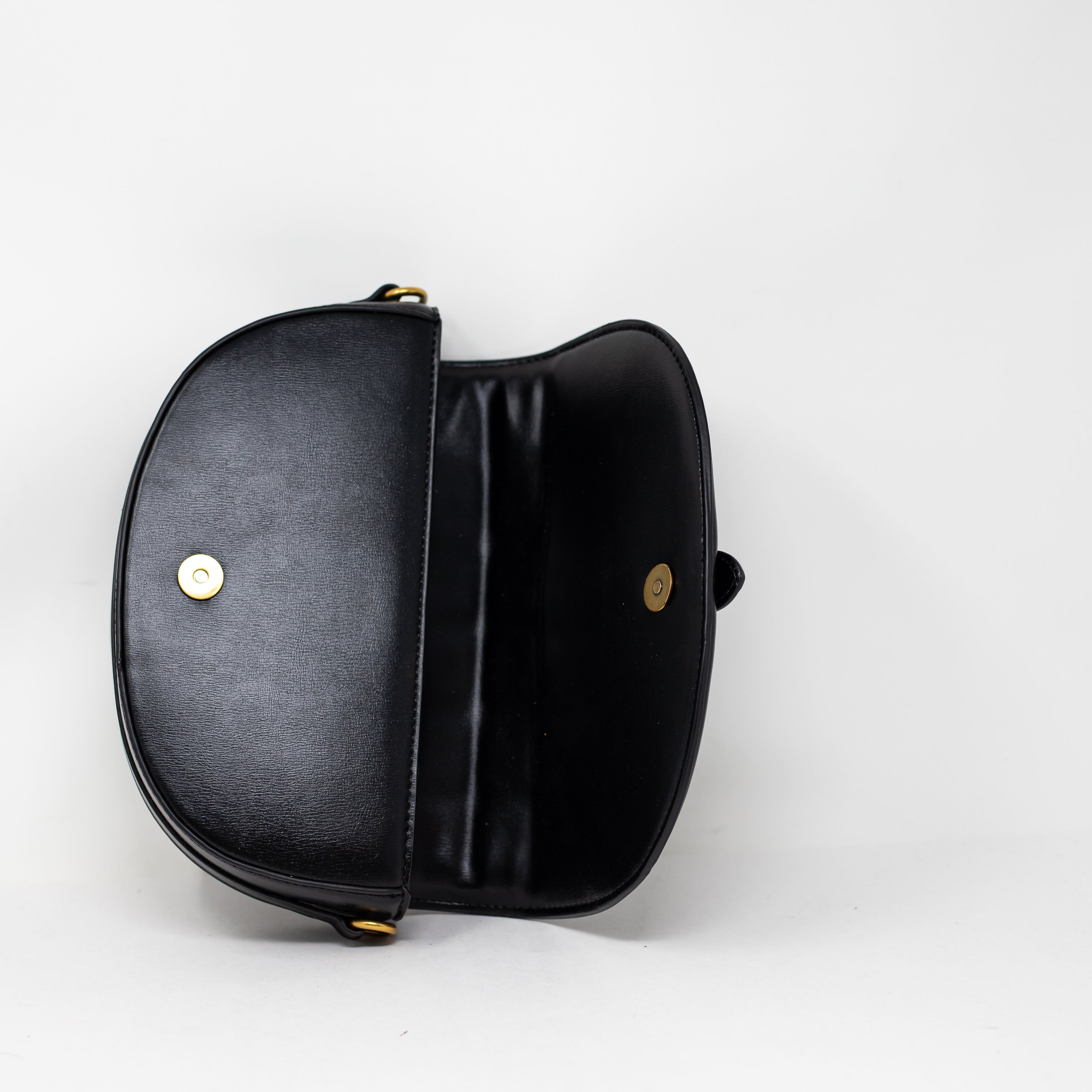 Zara Faux Vegan Leather Quilted Follower Pad Lock Half Circle Purse Bag Clutch