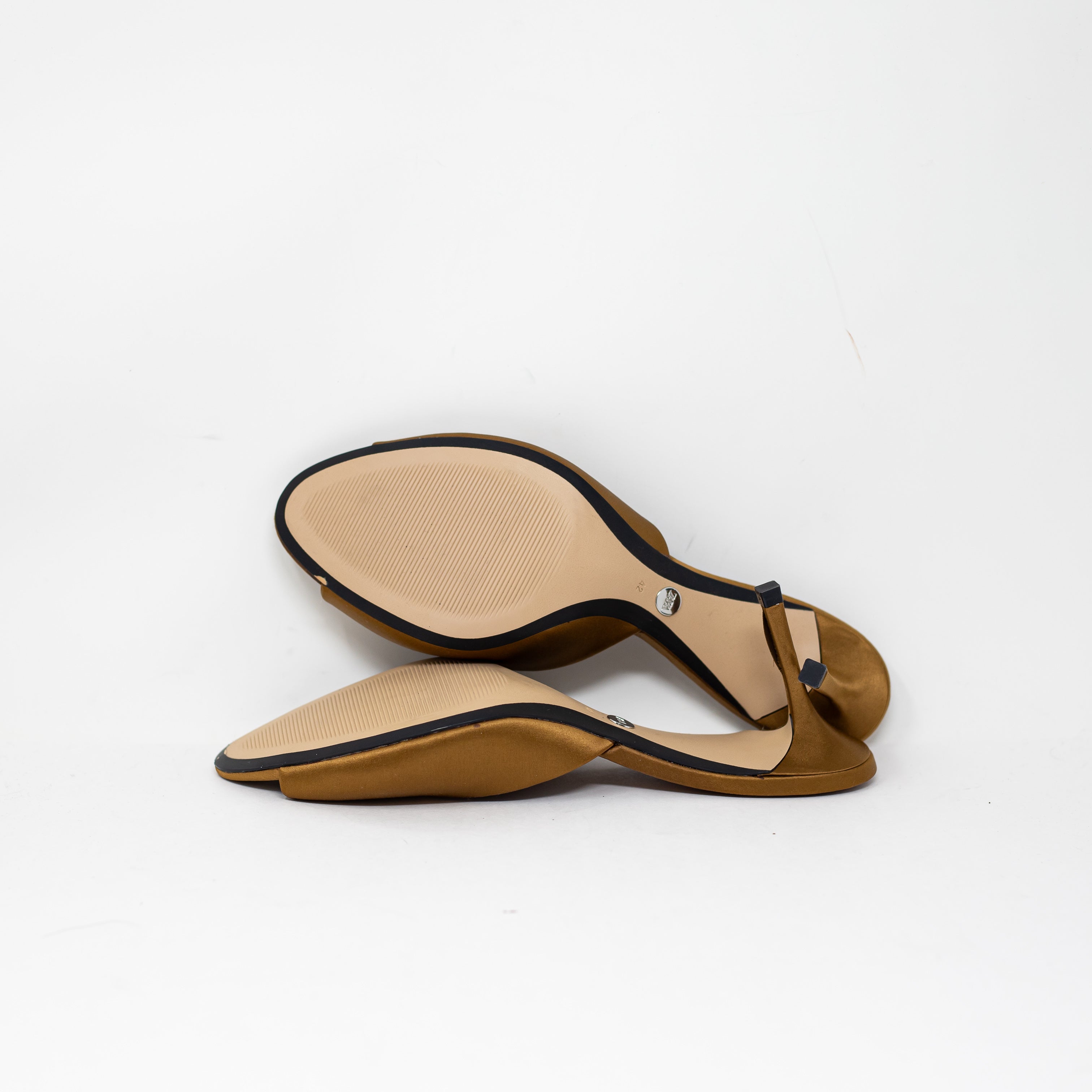 NEW Zara Satin Peep Toe Slip On High Heels Shoes Bronze 11