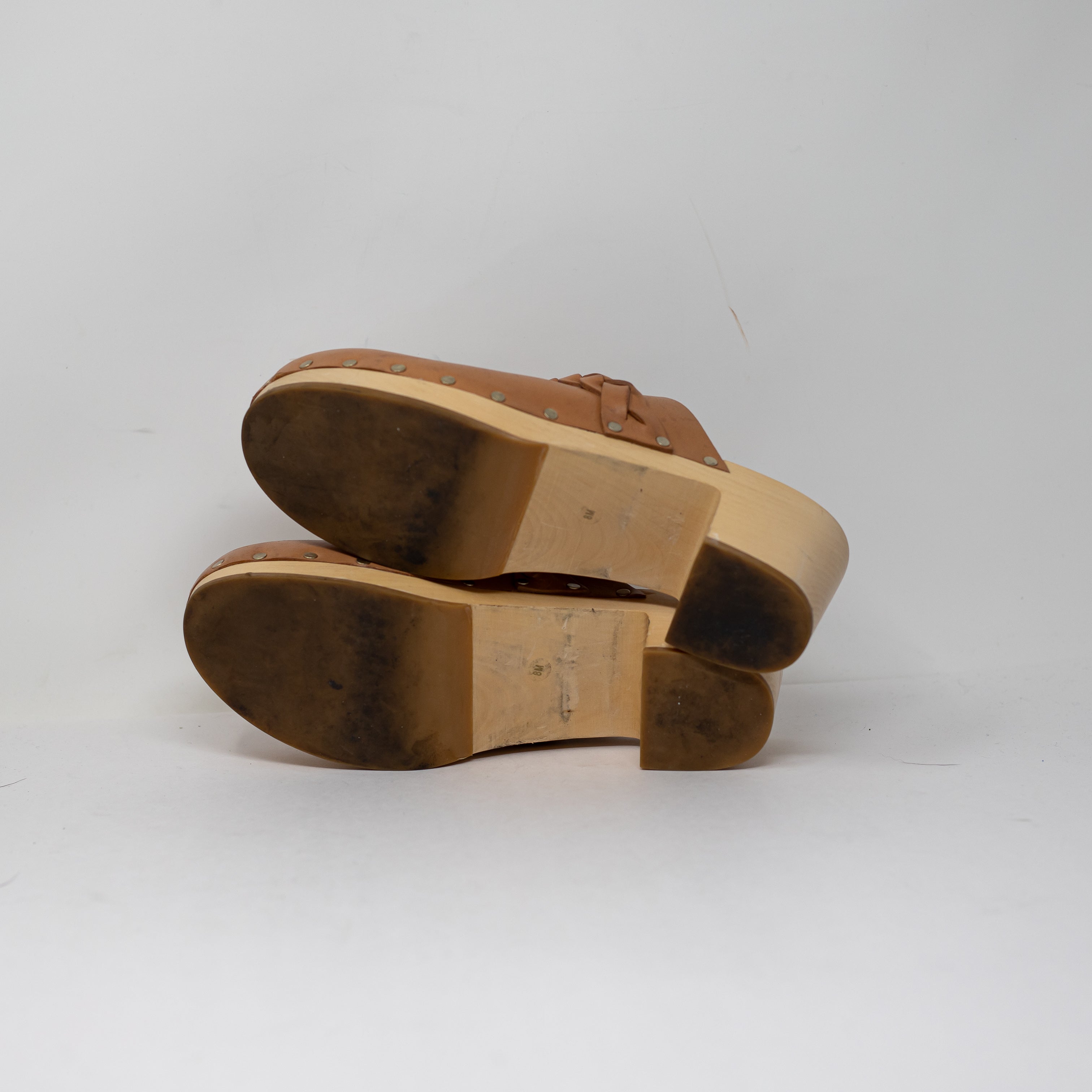 Loeffler Randall Polina Genuine Leather Slip On Clogs Mules Shoes Cacao Brown 8