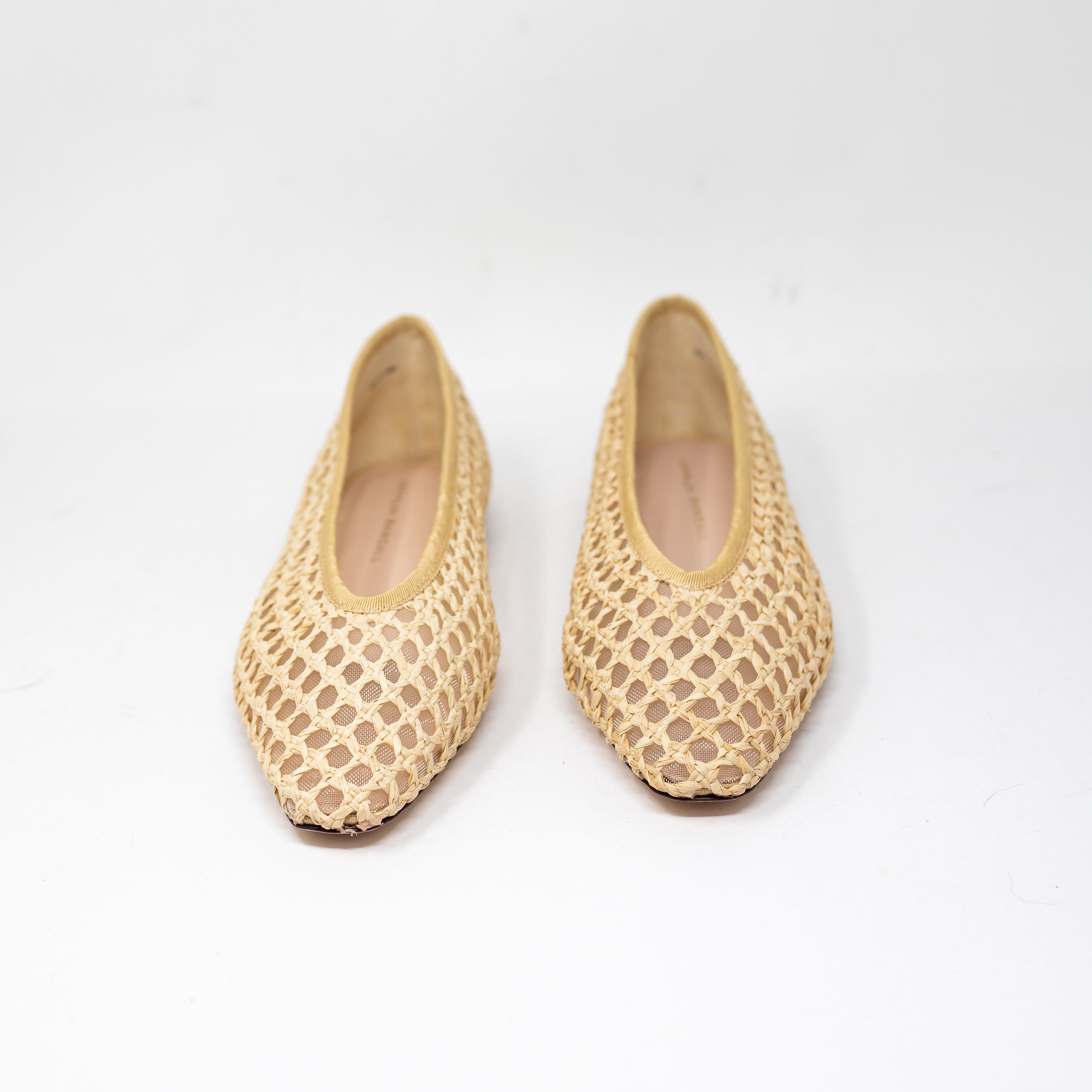 NEW Loeffler Randall Emery Natural Crochet Woven Slip On Ballet Flats Shoes 7.5