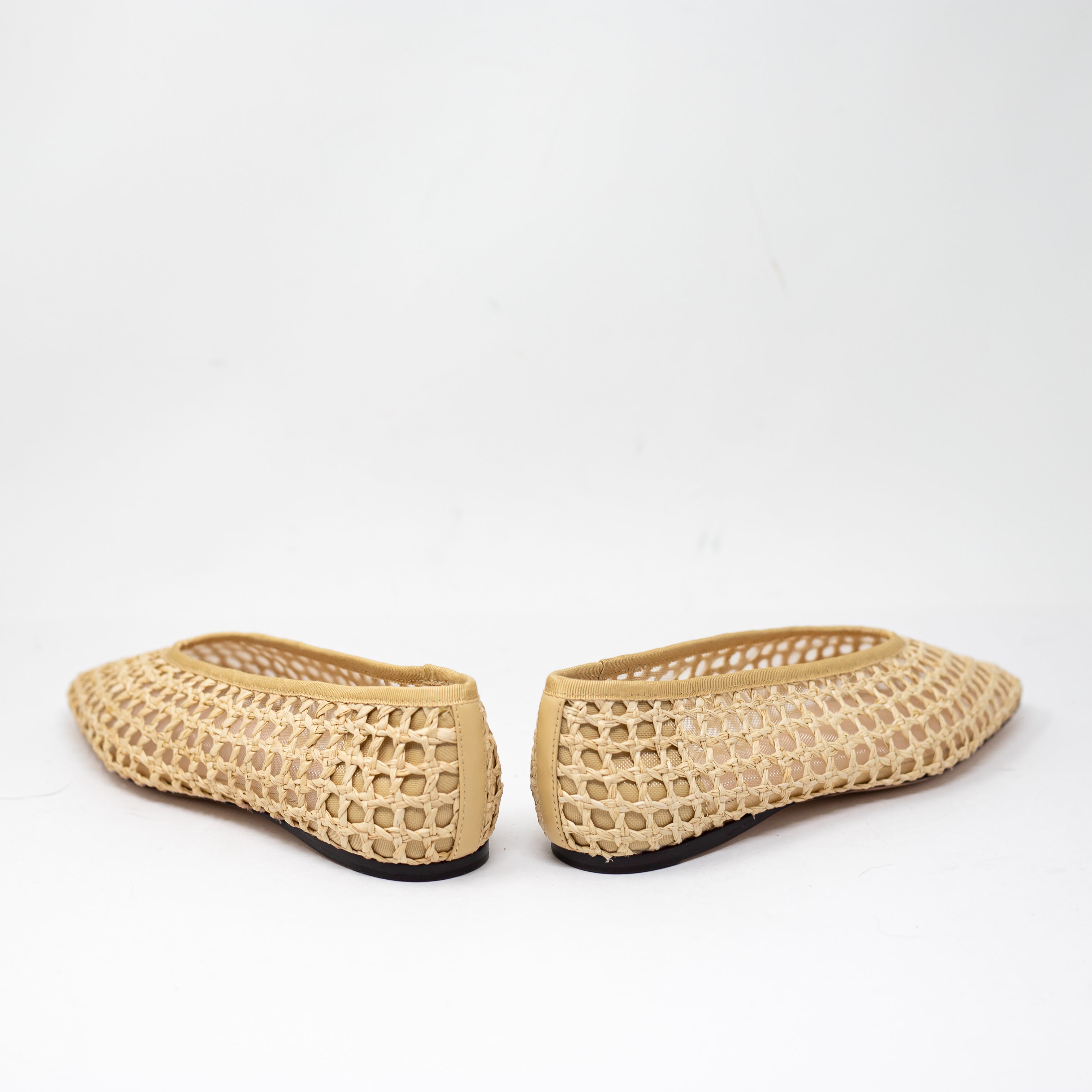 NEW Loeffler Randall Emery Natural Crochet Woven Slip On Ballet Flats Shoes 7.5