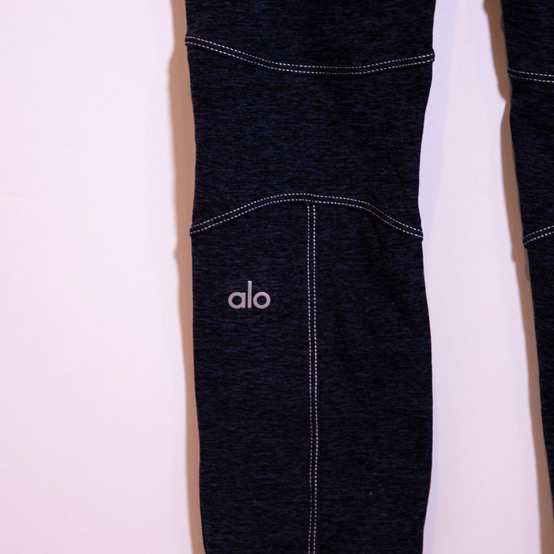 Alo Yoga Women's Alosoft Revel High Waisted Seamed Athletic Leggings Rich Navy