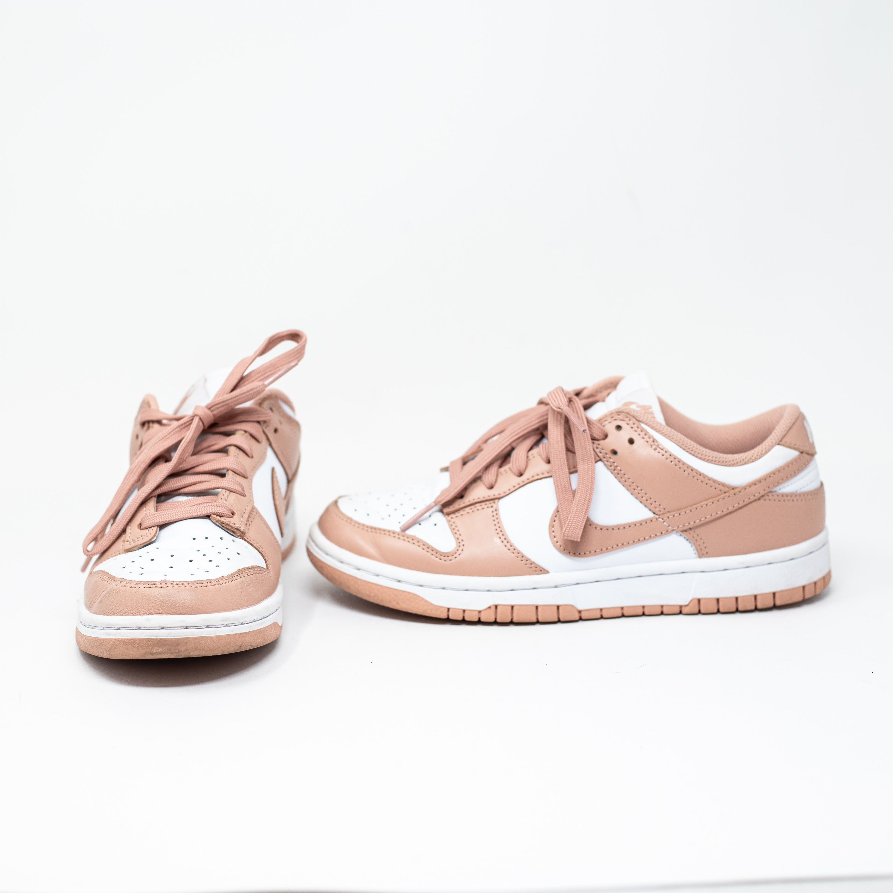 Nike Women's Dunk Low Leather Lace Up Low Top Sneakers Shoes Rose Whisper White