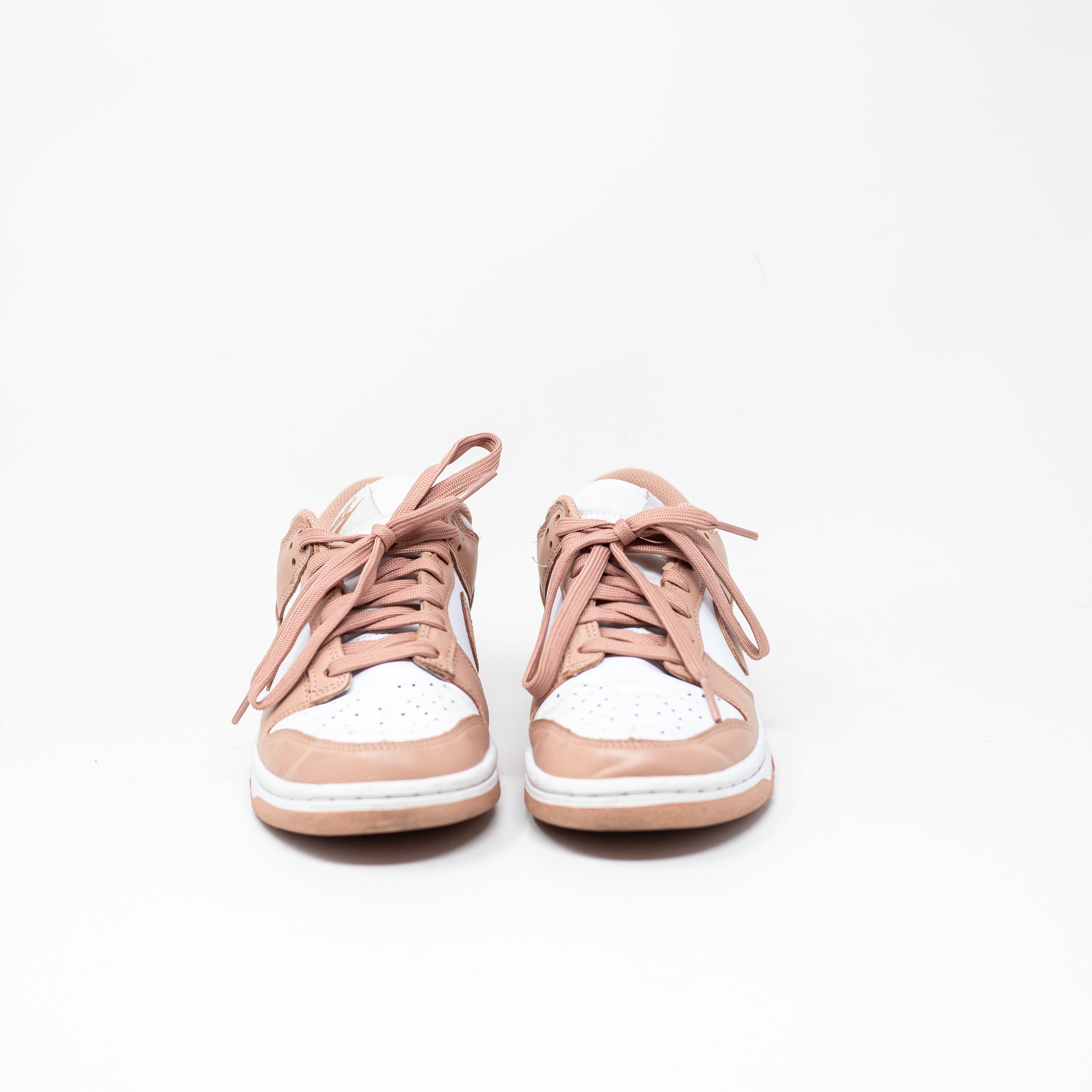 Nike Women's Dunk Low Leather Lace Up Low Top Sneakers Shoes Rose Whisper White