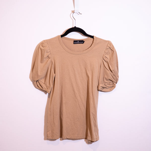 Tuckernuck Pomander Place Vesty Puff Sleeve Crewneck Short Sleeve Tee Shirt Tan