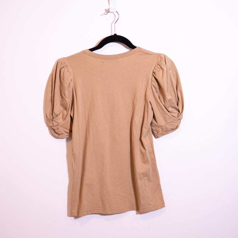 Tuckernuck Pomander Place Vesty Puff Sleeve Crewneck Short Sleeve Tee Shirt Tan