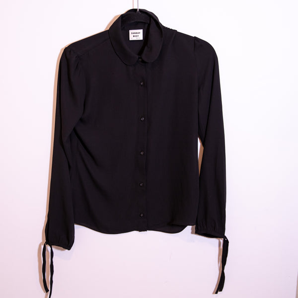 Aritzia Sunday Best Peter Pan Collar Button Front Long Sleeve Chiffon Blouse Top