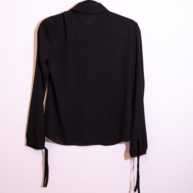 Aritzia Sunday Best Peter Pan Collar Button Front Long Sleeve Chiffon Blouse Top