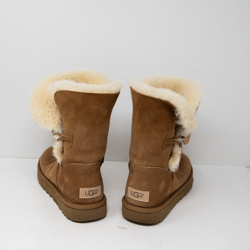 Ugg Australia Women's Bailey Button Suede Shearling Lined Pull On Boots Chestnut