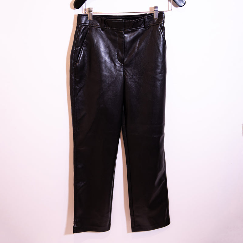 Babaton Aritzia Command Faux Vegan Leather Mid Rise Ankle Crop Trouser Pants 2