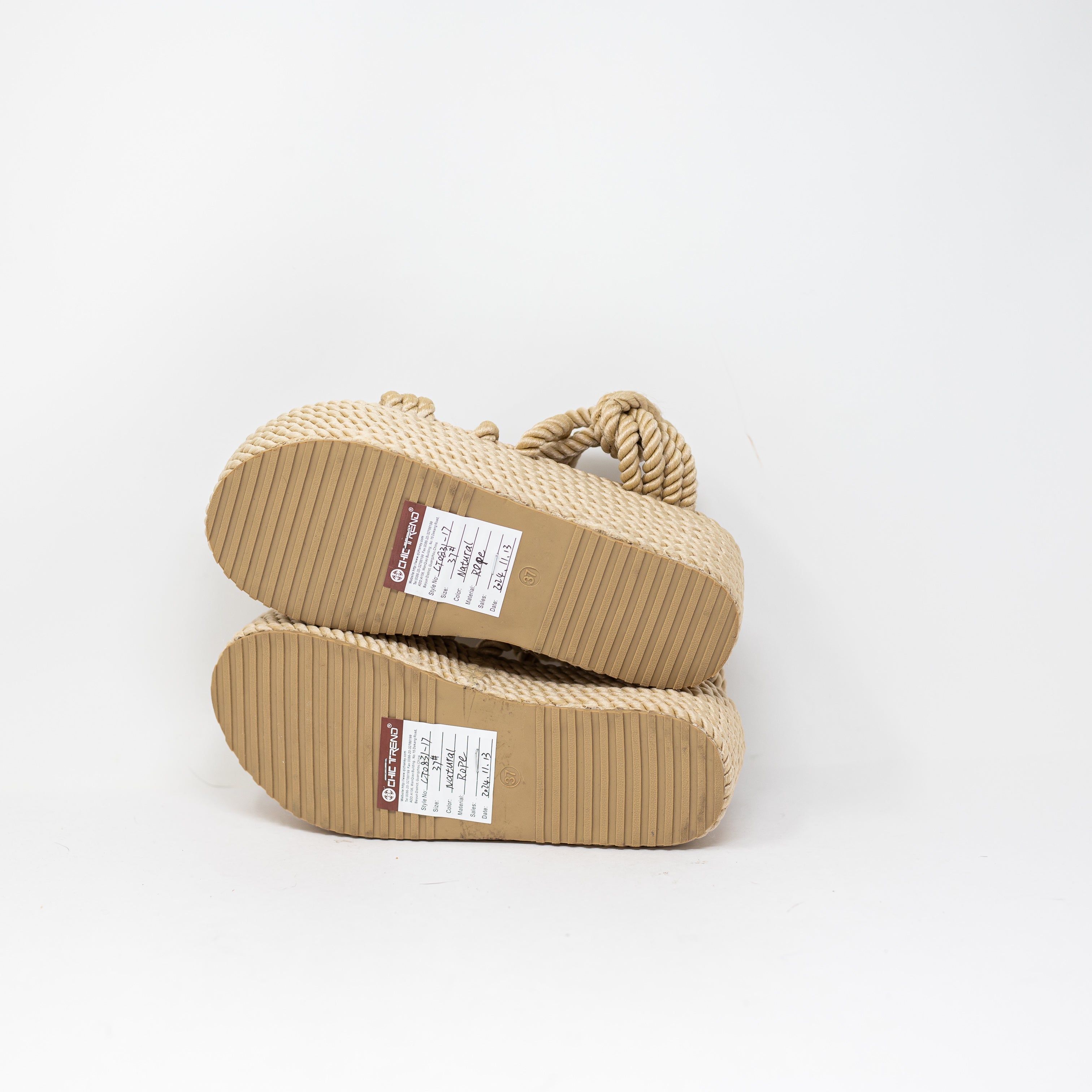 NEW Azalea Wang Braided Twisted Rope Platform Strappy Sandal Shoes Natural 7