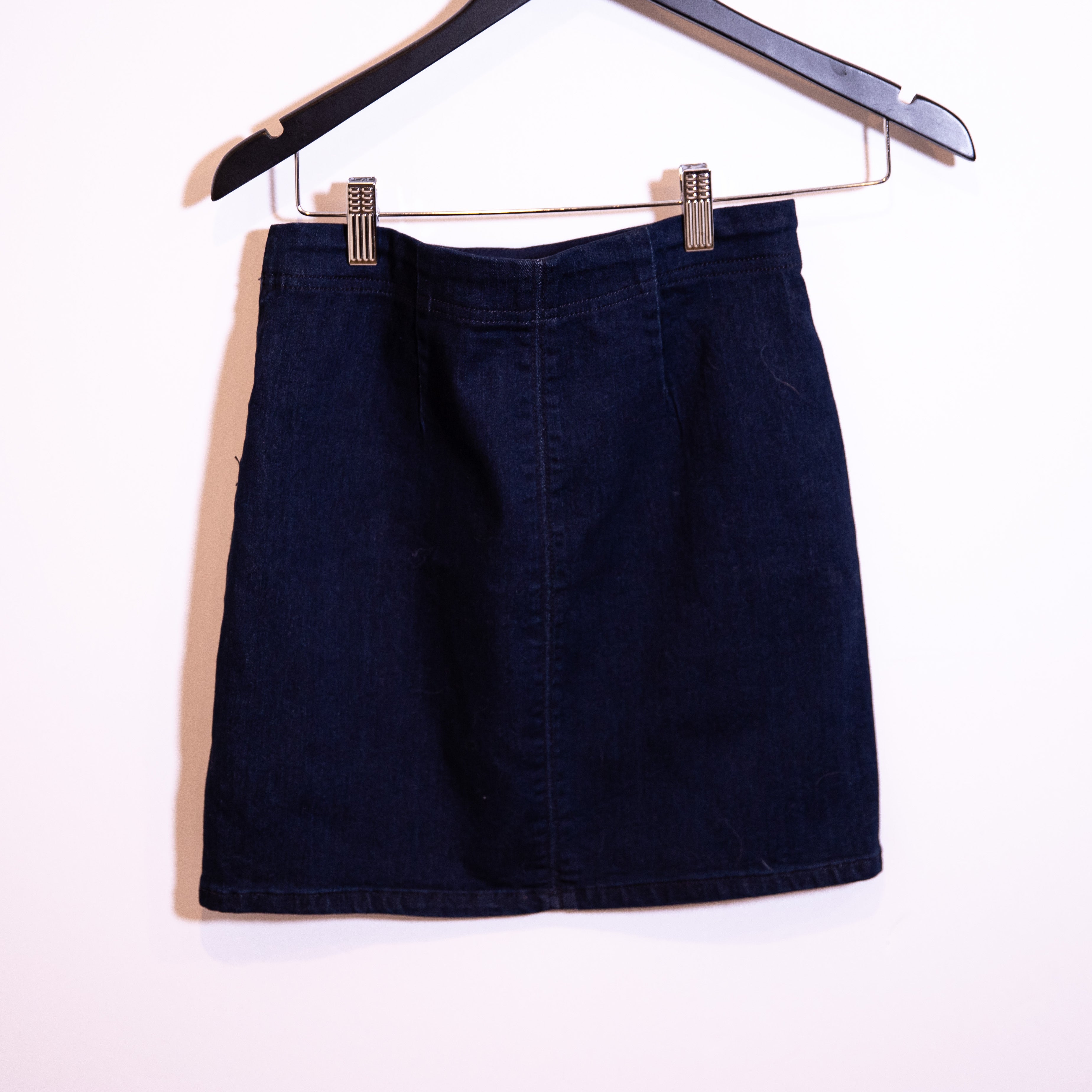 Free People Femme Fatale Cotton Stretch Denim Jean Tight Mini Skirt Indigo Blue