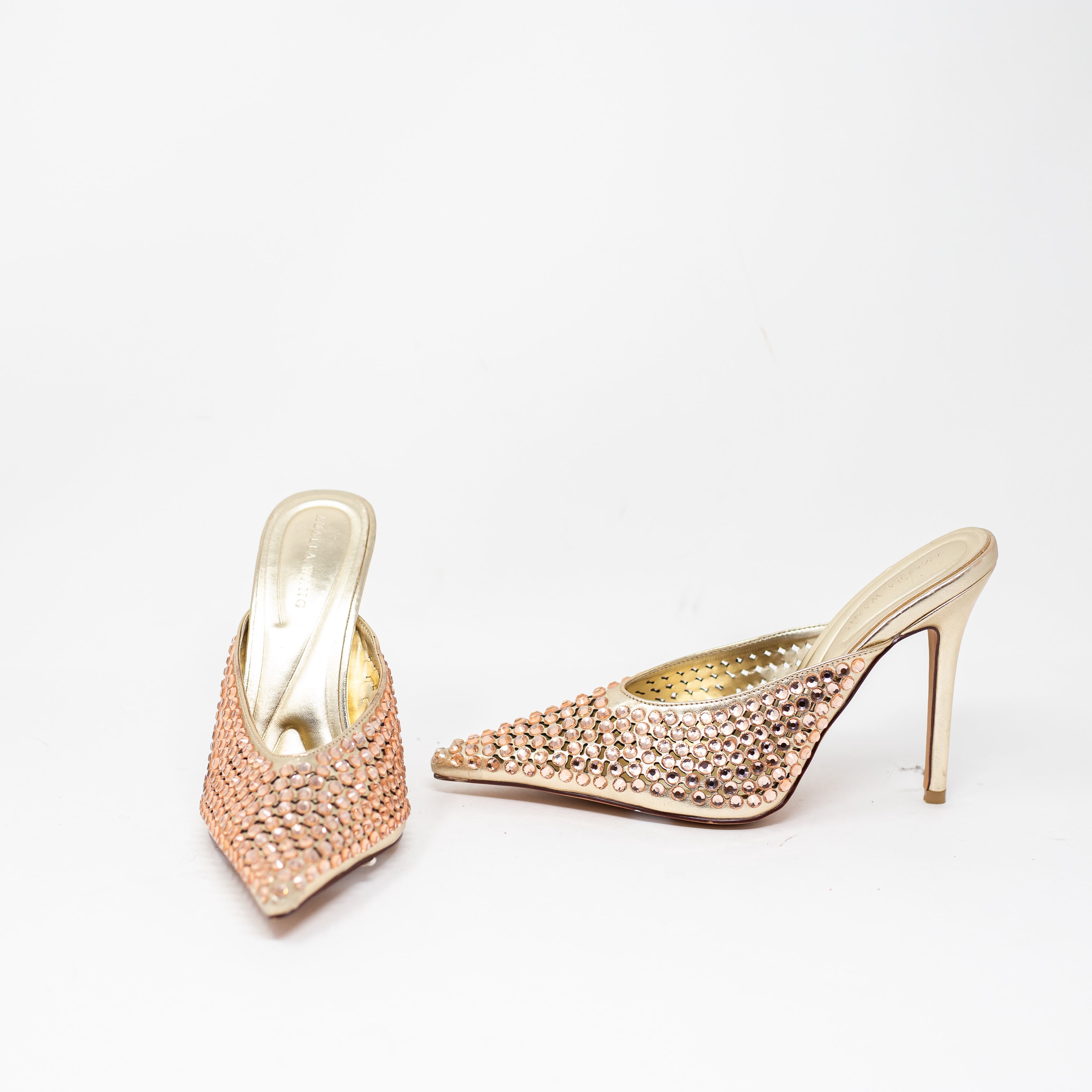 NEW Azalea Wang Abrielle Rhinestone Crystal Jewel Embellished Pointed Toe Heels