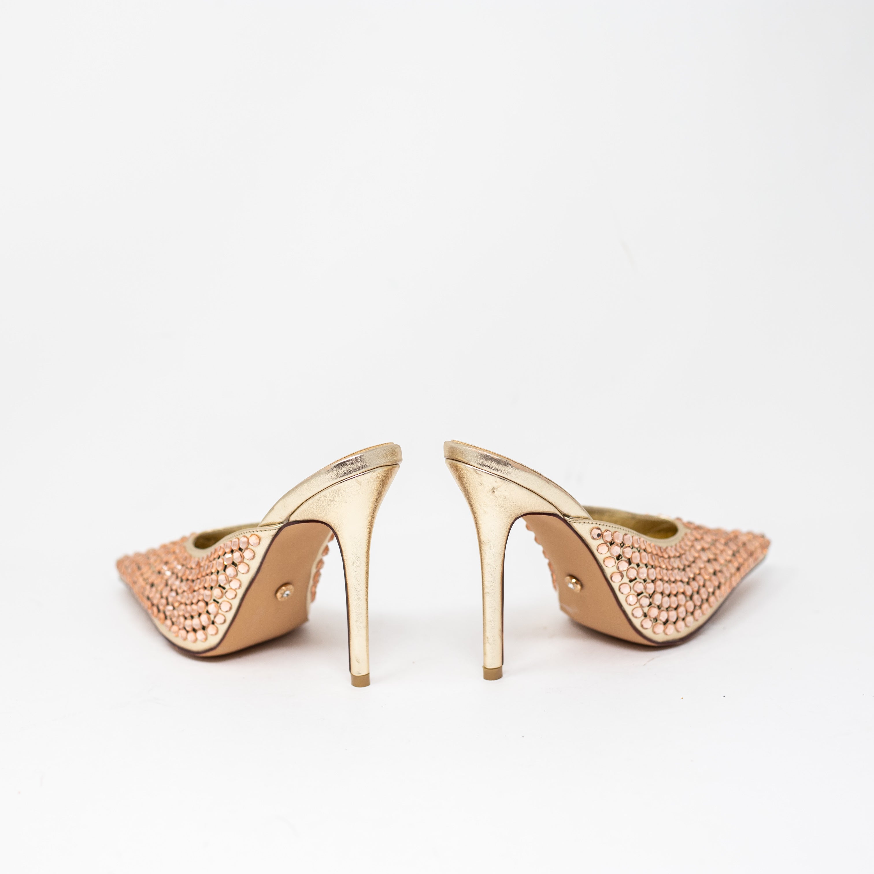 NEW Azalea Wang Abrielle Rhinestone Crystal Jewel Embellished Pointed Toe Heels