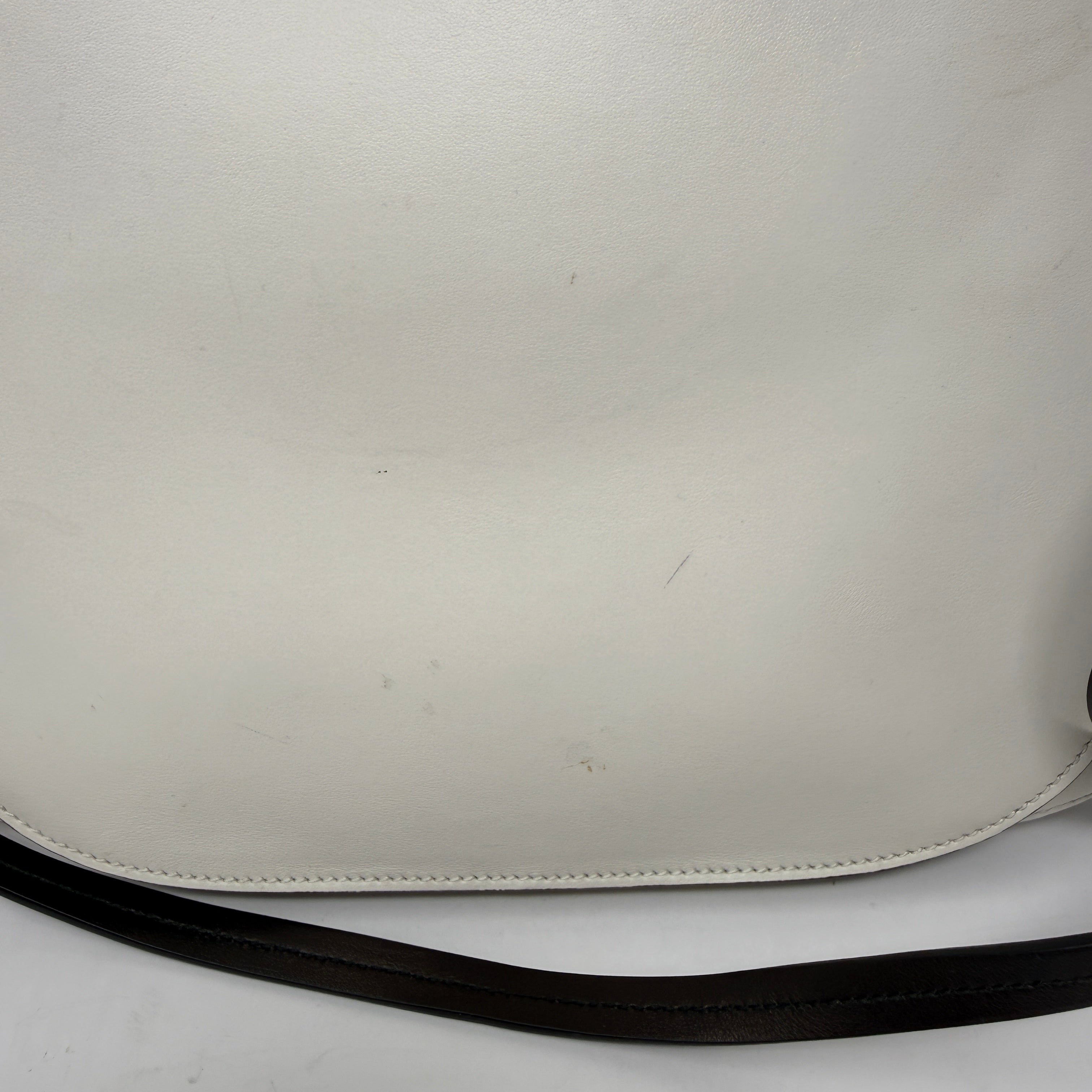 Prada Margit Genuine Leather Convertible Crossbody Shoulder Hobo Purse Bag White