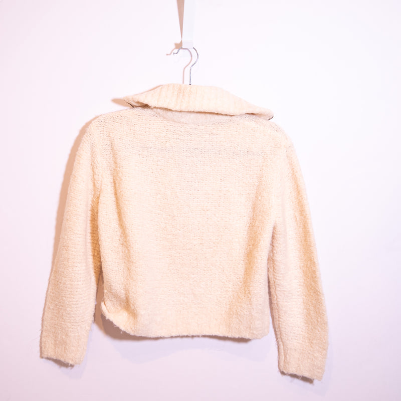 Wilfred Free Aritzia Gwyneth Cropped Quarter Zip Knit Pullover Sweater Oak S