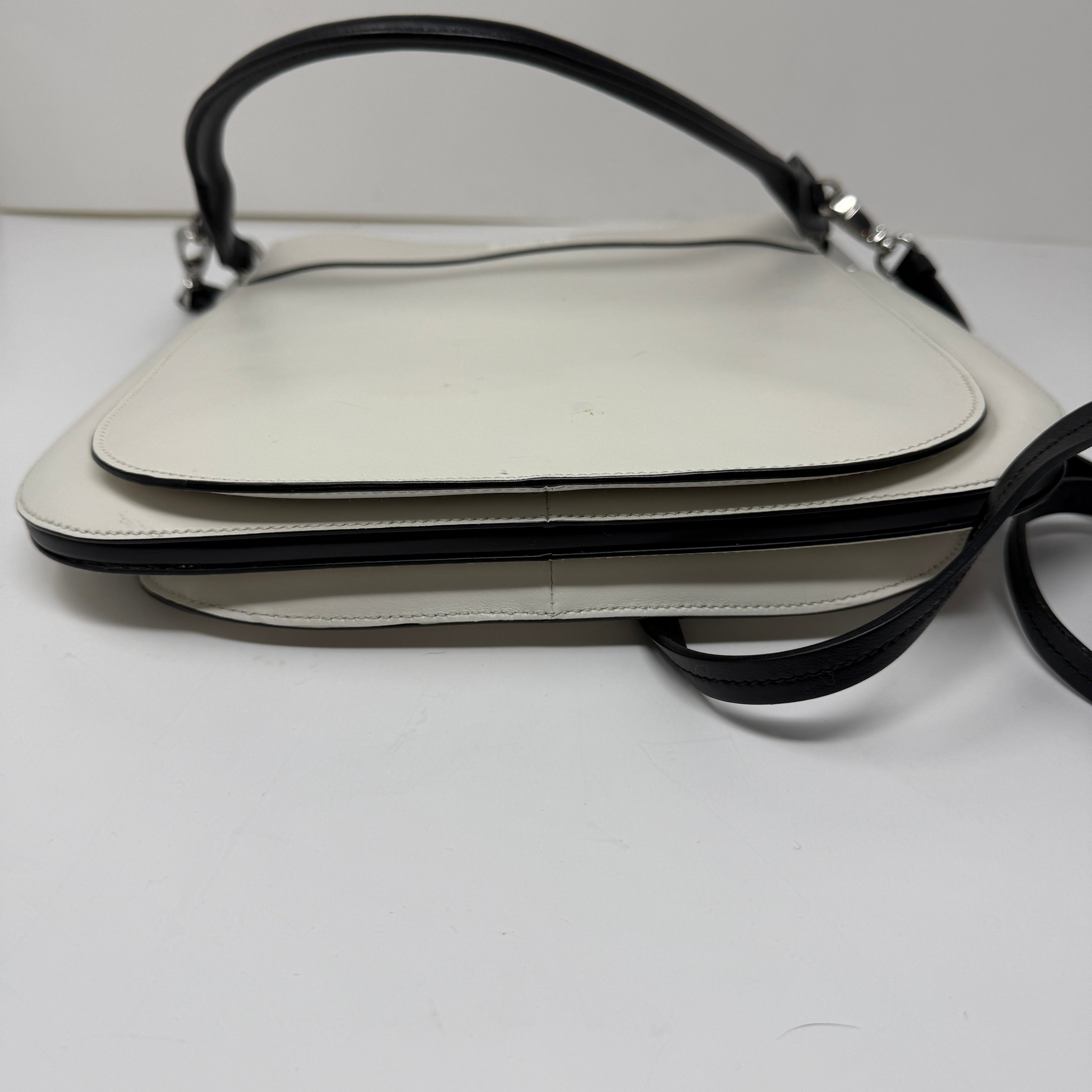 Prada Margit Genuine Leather Convertible Crossbody Shoulder Hobo Purse Bag White