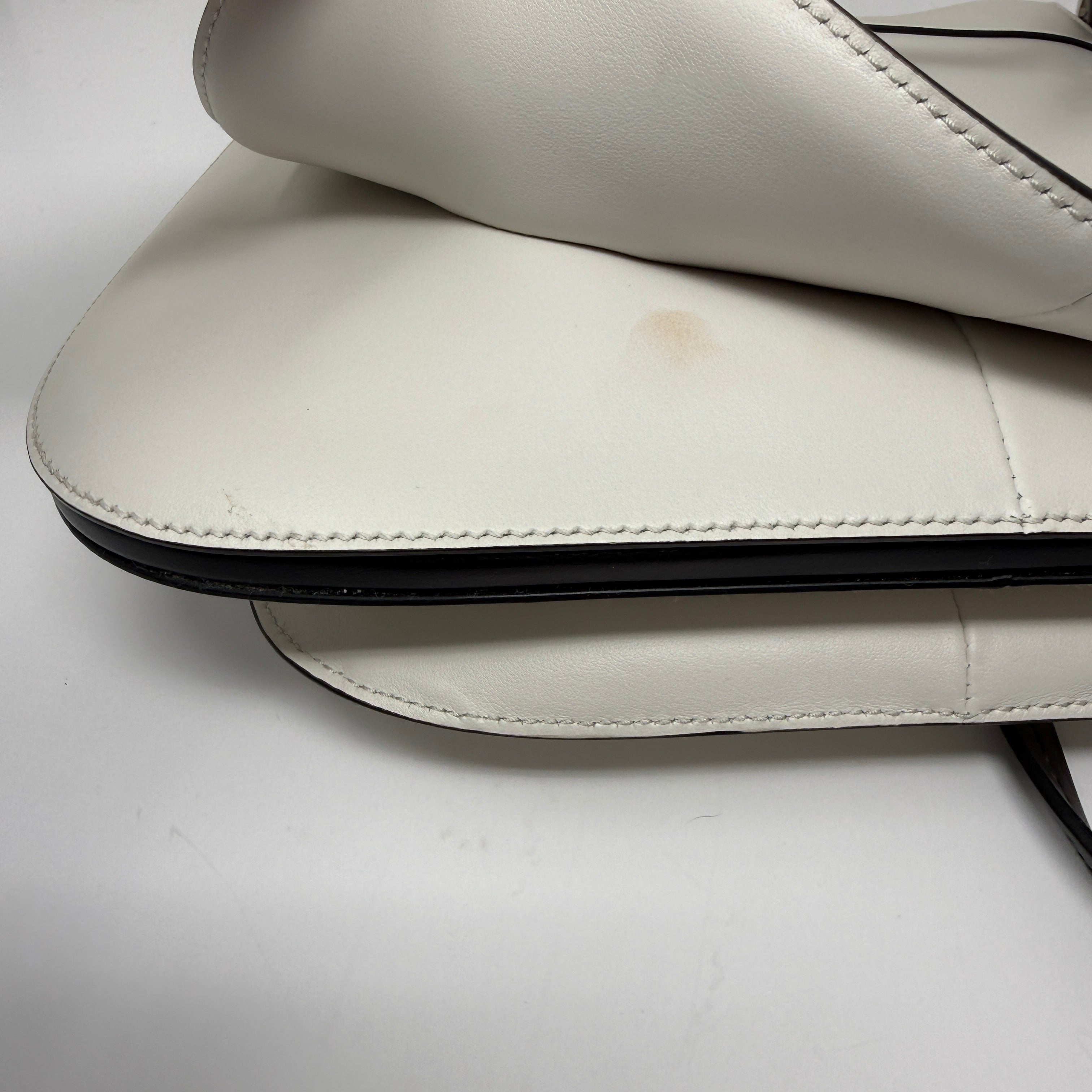 Prada Margit Genuine Leather Convertible Crossbody Shoulder Hobo Purse Bag White