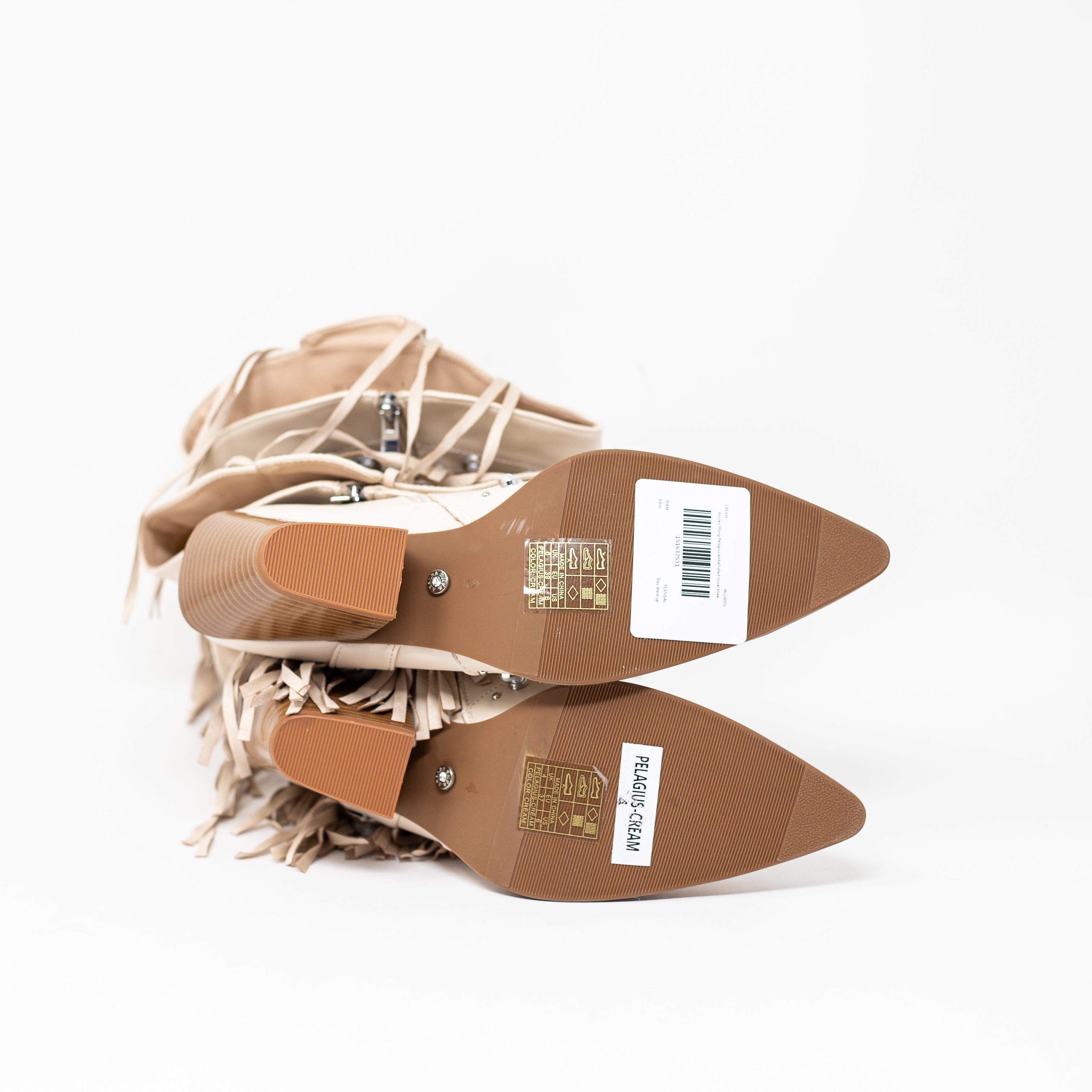 NEW Azalea Wang Pelagius Tall Fringe Western Fringe Embellished Round Toe Boots