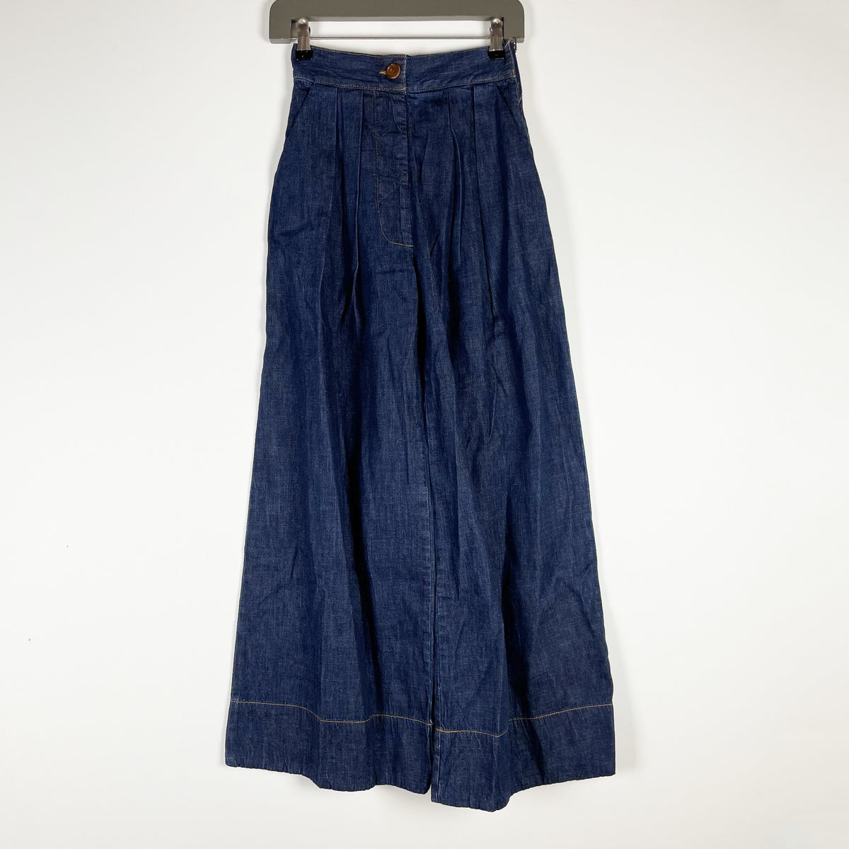 Rachel Comey Cotton High Rise Wide Leg Pleated Denim Jeans Blue 00