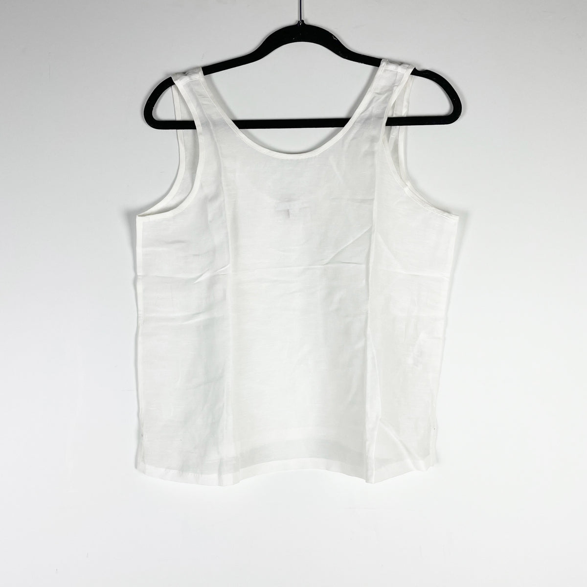Lunya Cotton Linen Silk Lightweight Scoop Neck Sleeveless Tank Top White Small