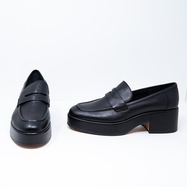 NEW Dolce Vita Yanni Genuine Leather Block Heel Slip On Loafer Shoes Black 11