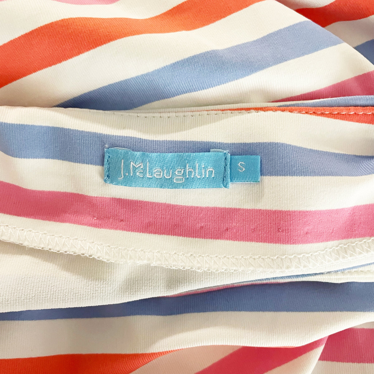 J. McLaughlin Preppy Stripe Boat Neck Quarter Sleeve Blouse Shirt Top Small