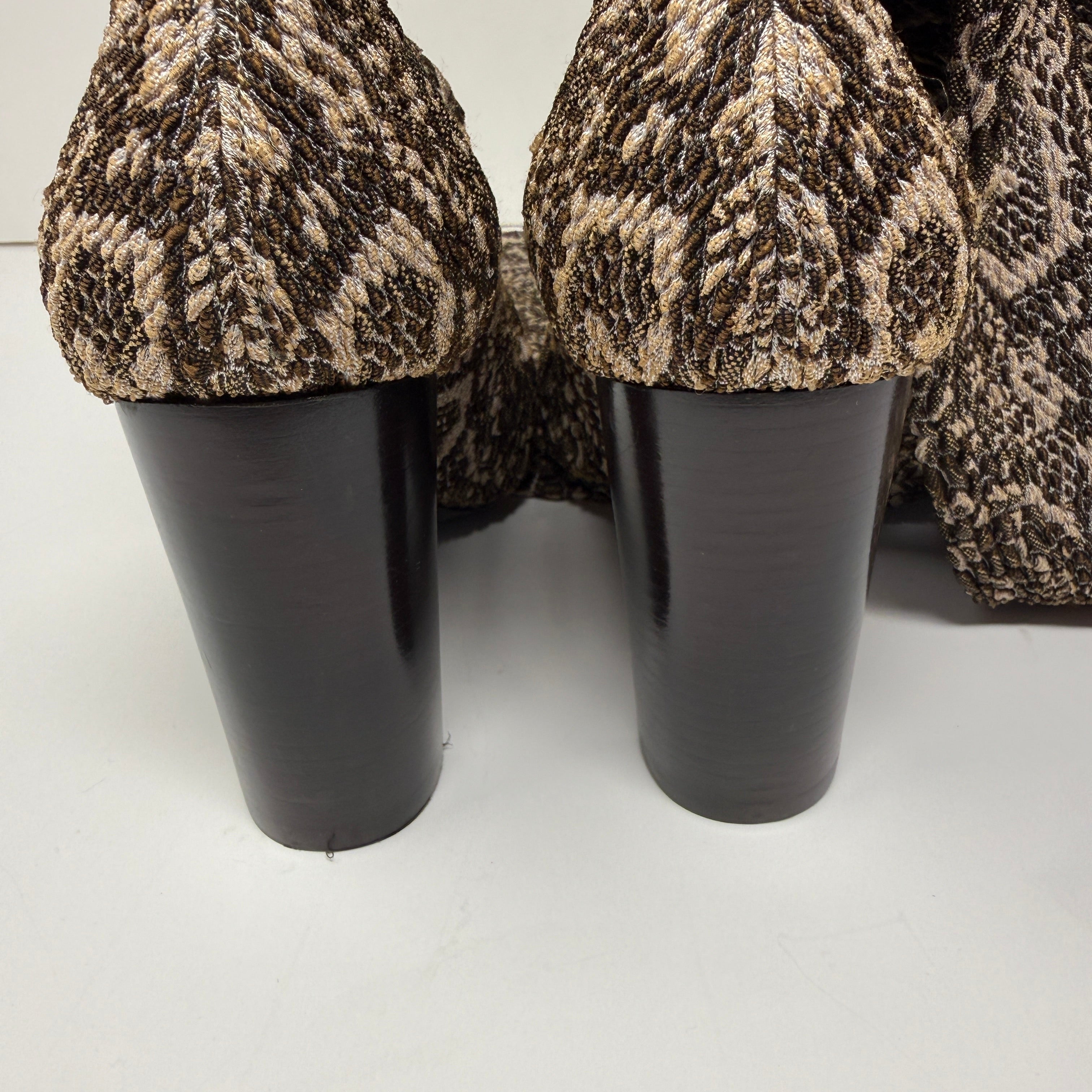 Saint Laurent YSL Moon Snake Stretch Knit Sock Over The Knee Heel Pull On Boots